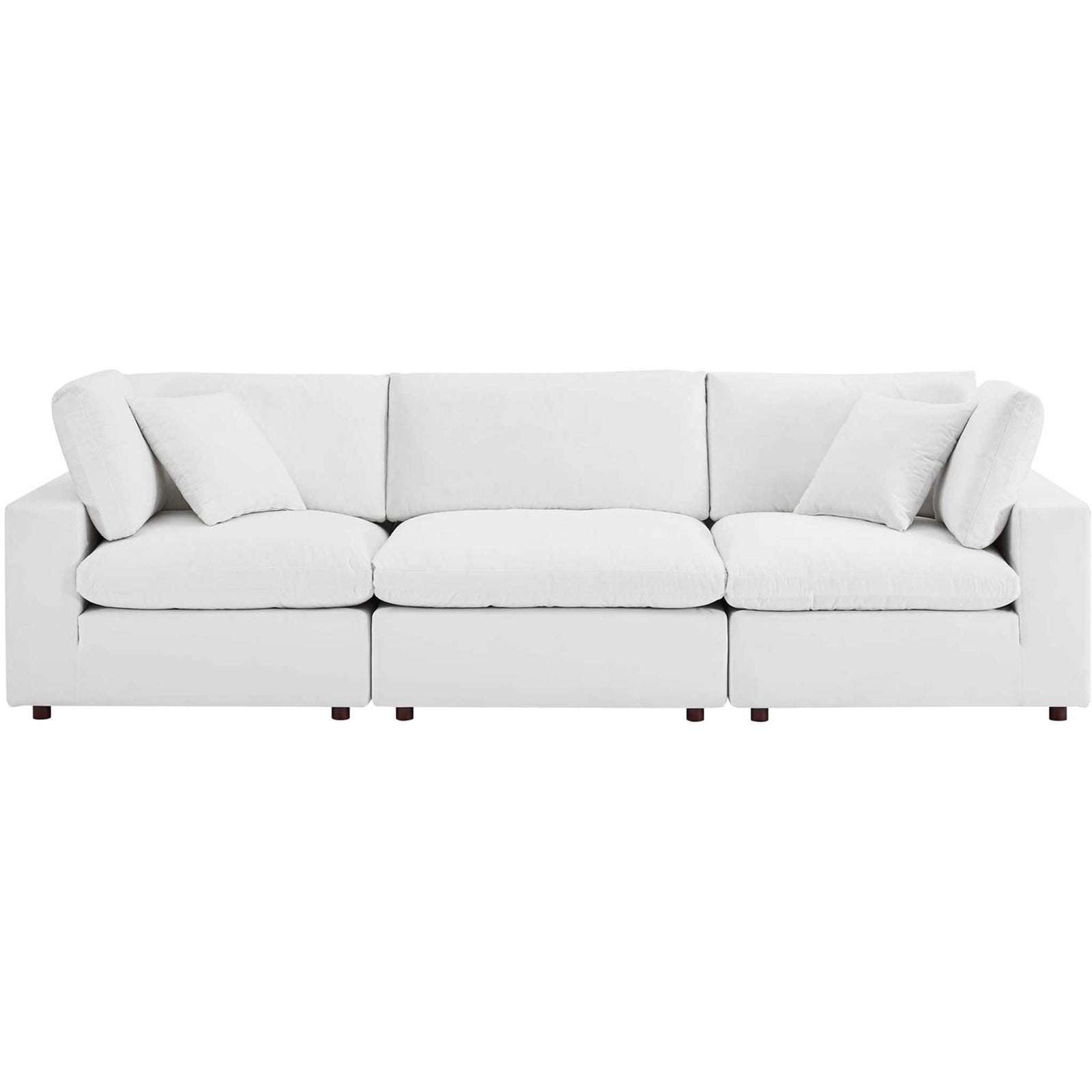 Carmen Down Filled Overstuffed Velvet Sofa White