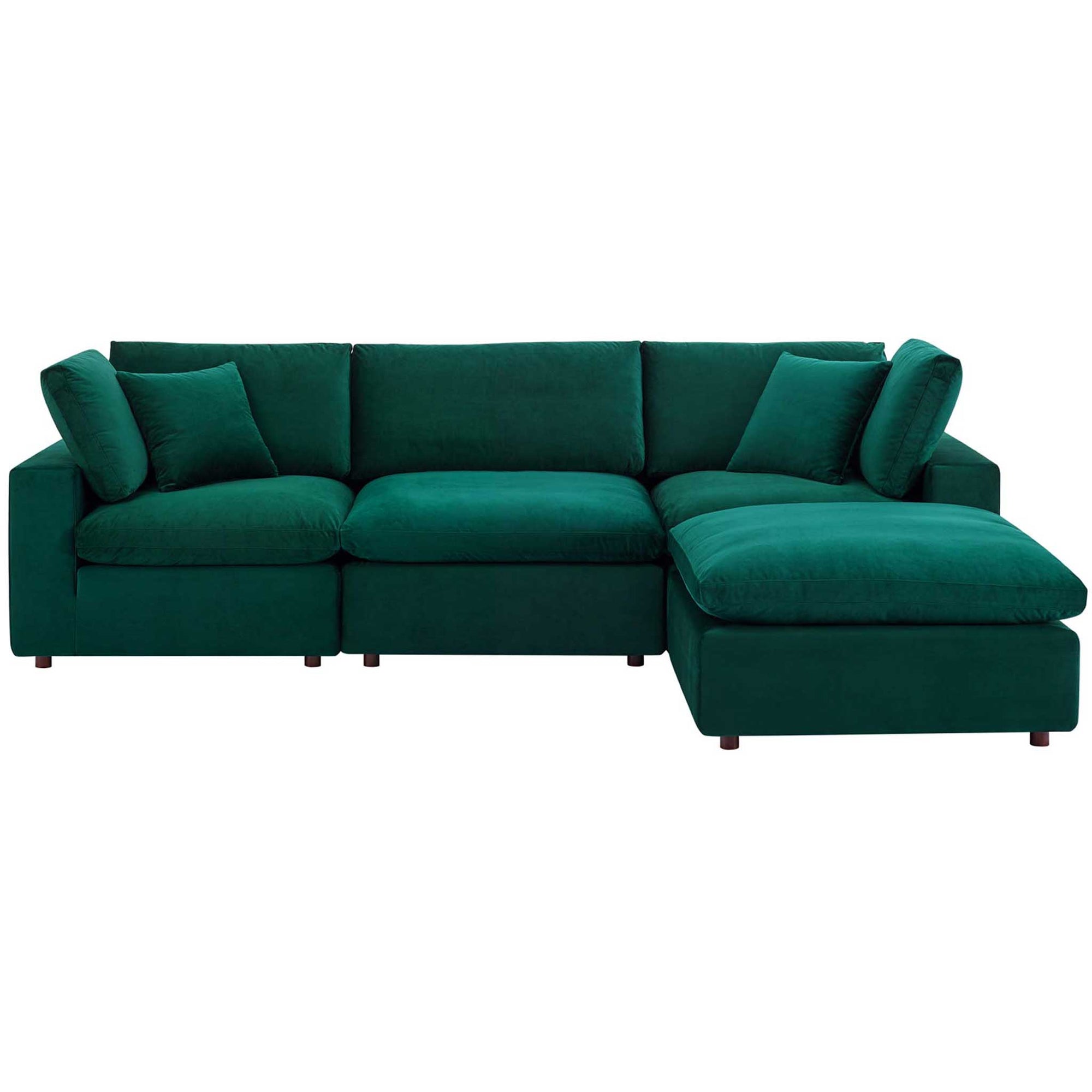 Carmen 4 Piece Modular Velvet Sofa with Ottoman Green