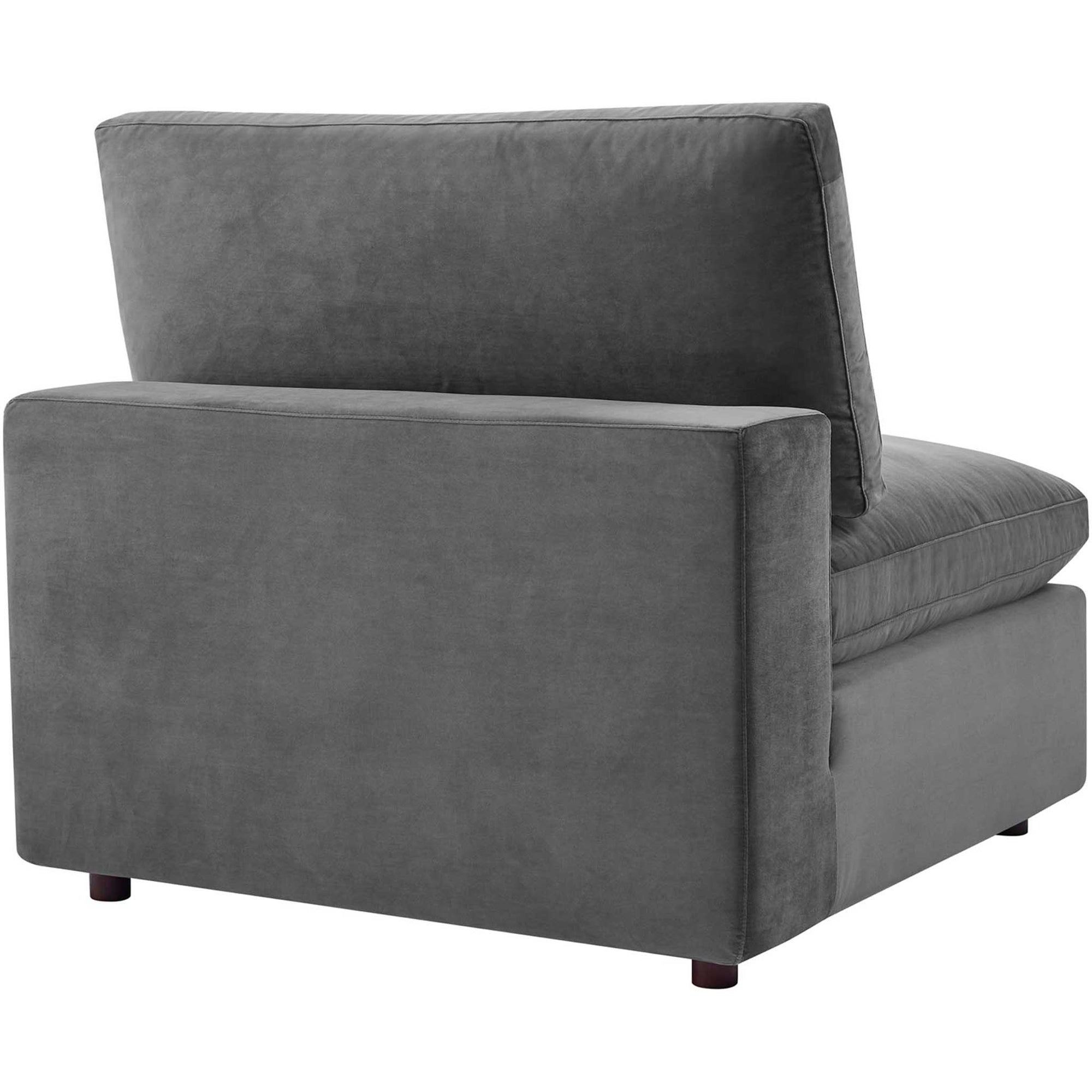 Carmen 4 Piece Modular Velvet Sofa with Ottoman Gray