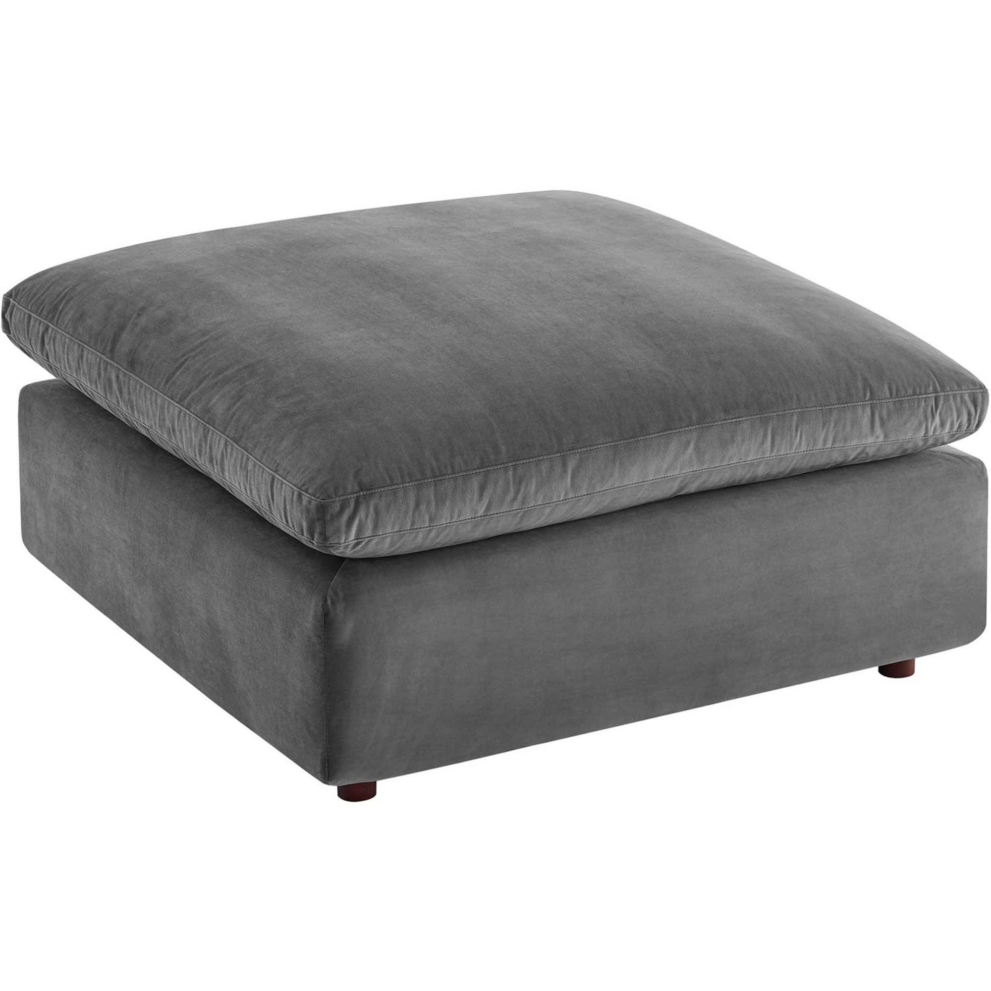 Carmen 4 Piece Modular Velvet Sofa with Ottoman Gray