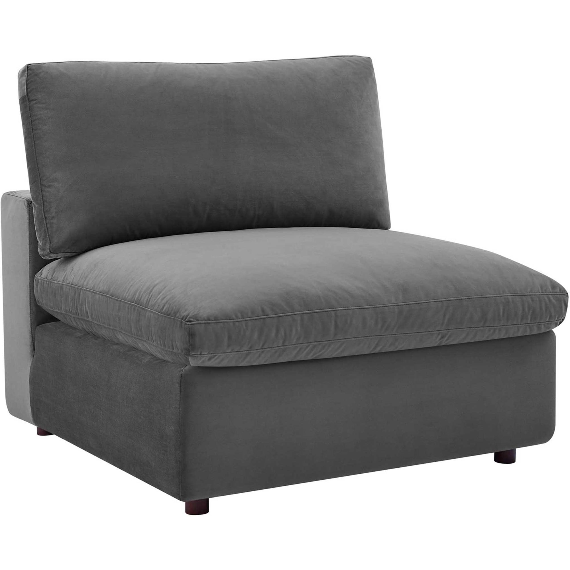 Carmen 4 Piece Modular Velvet Sofa with Ottoman Gray