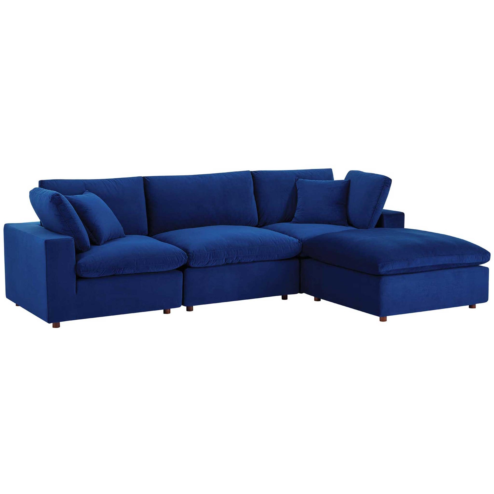 Carmen 4 Piece Modular Velvet Sofa with Ottoman Navy