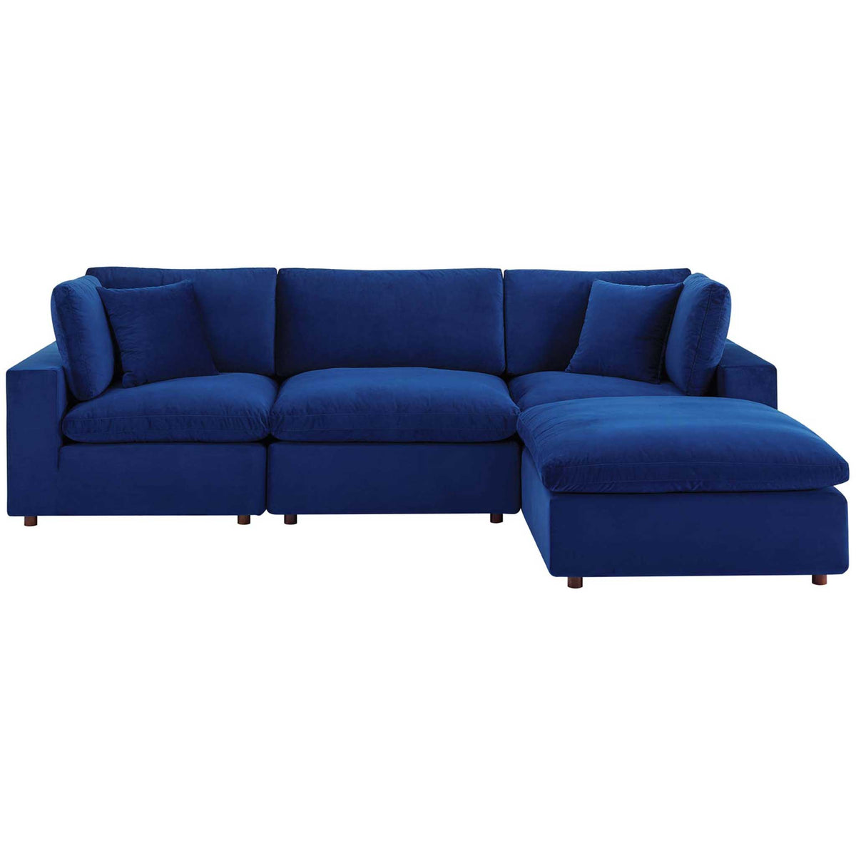 Carmen 4 Piece Modular Velvet Sofa with Ottoman Navy