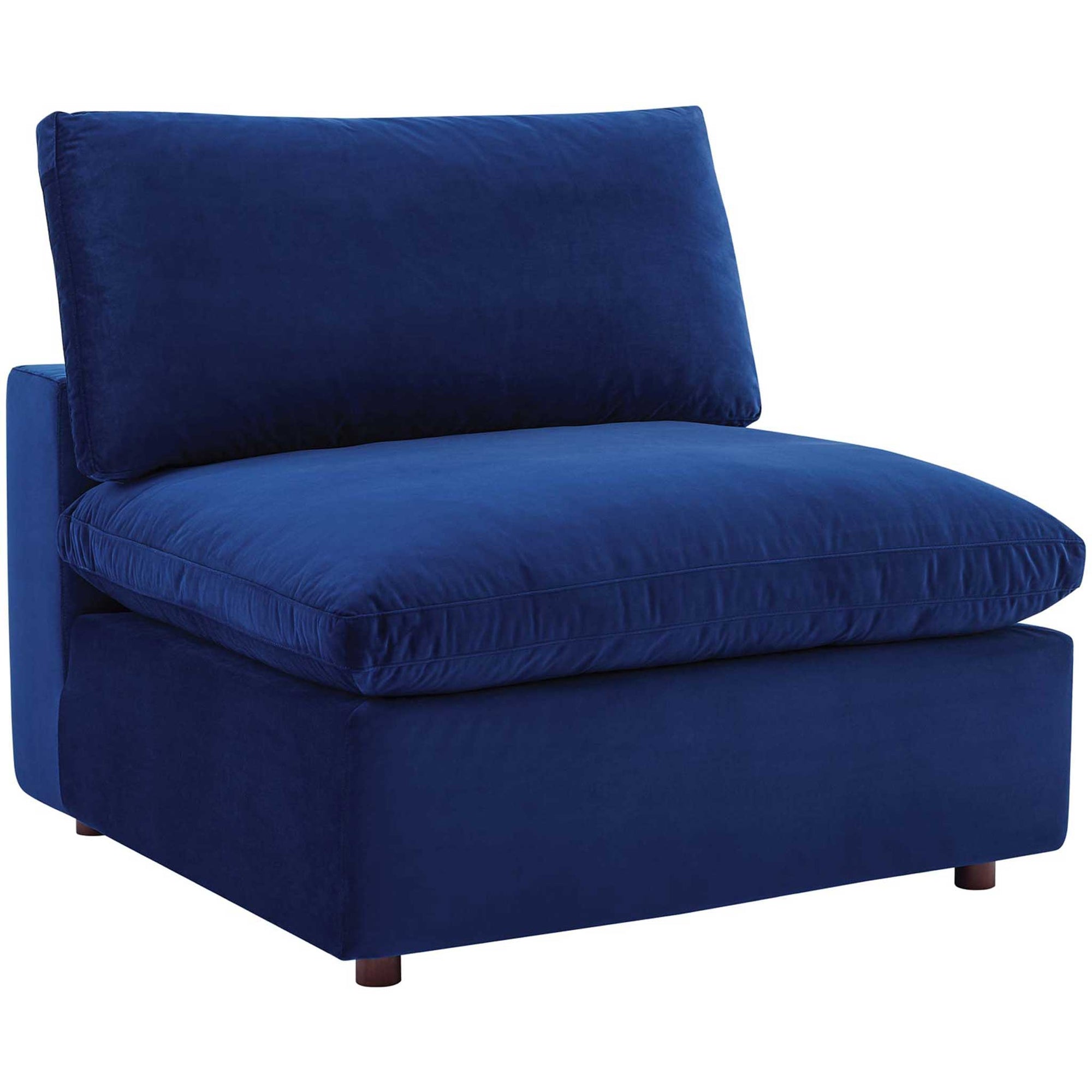 Carmen 4 Piece Modular Velvet Sofa with Ottoman Navy