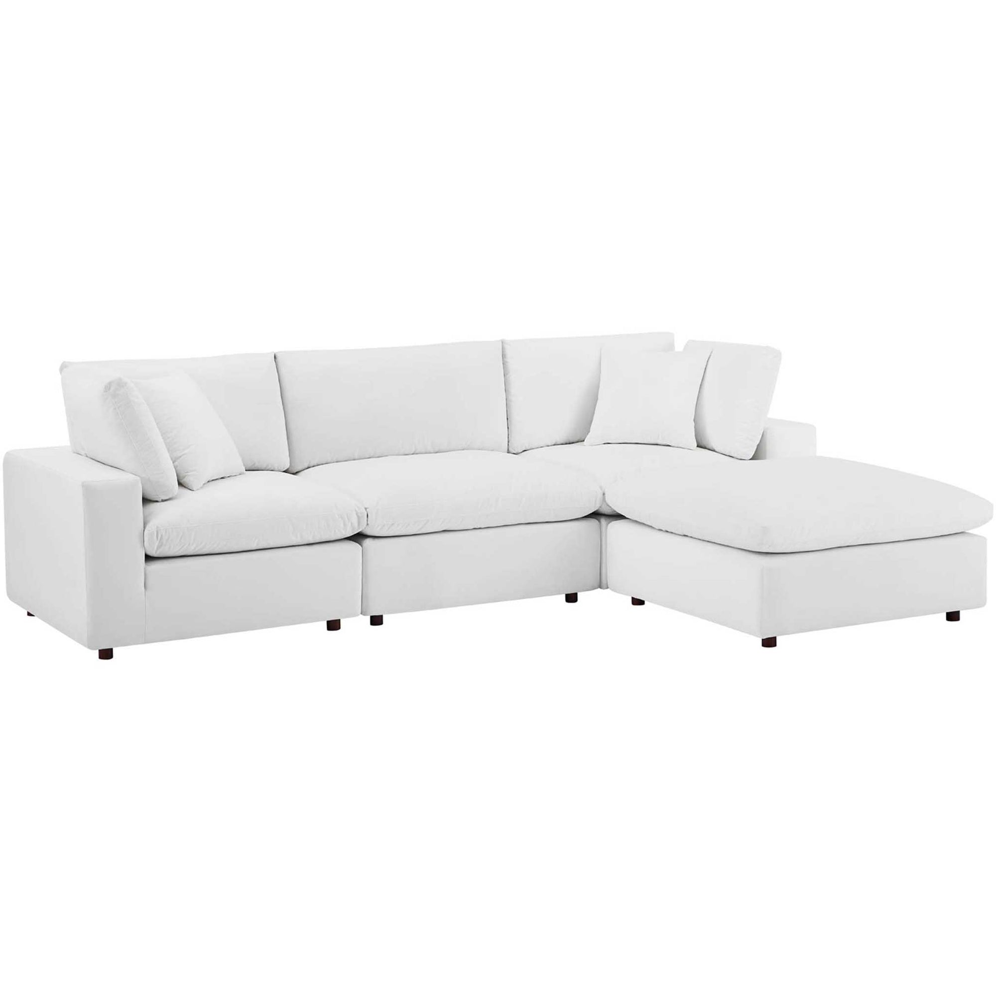 Carmen 4 Piece Modular Velvet Sofa with Ottoman White