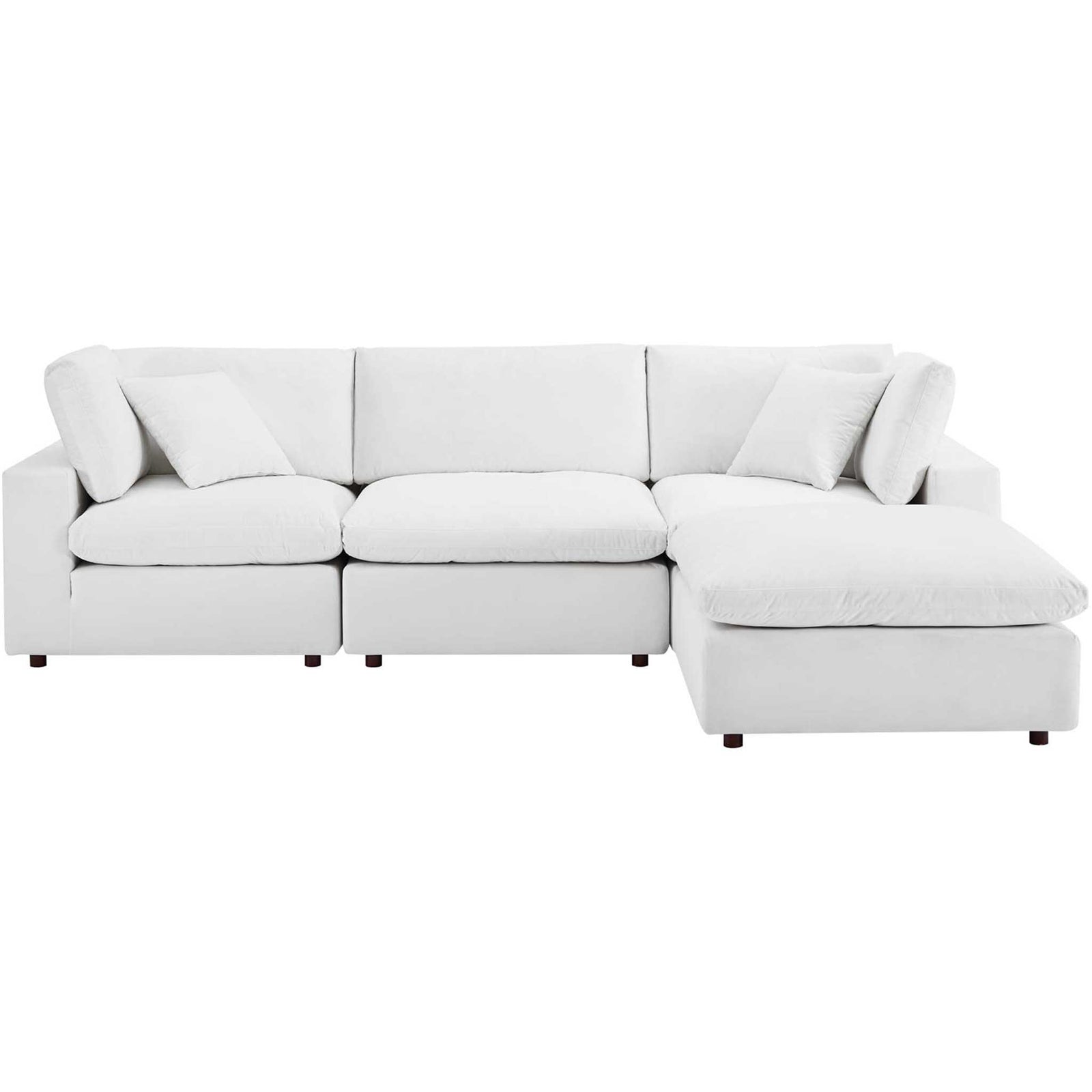 Carmen 4 Piece Modular Velvet Sofa with Ottoman White