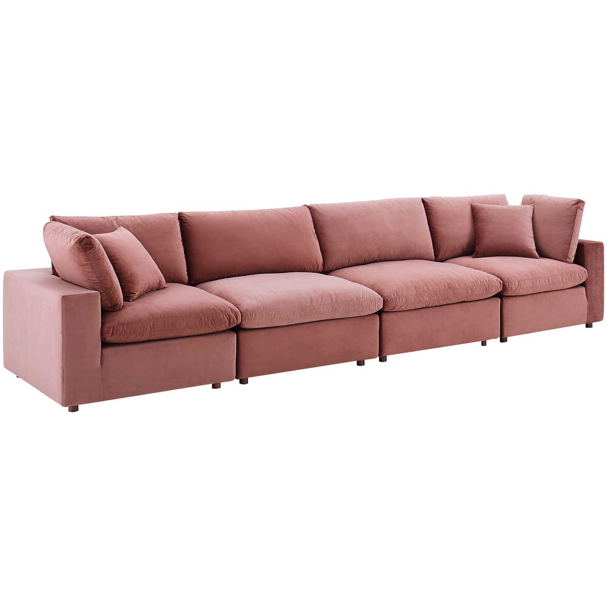 Carmen 4 Piece Modular Sectional Velvet Sofa Dusty Rose