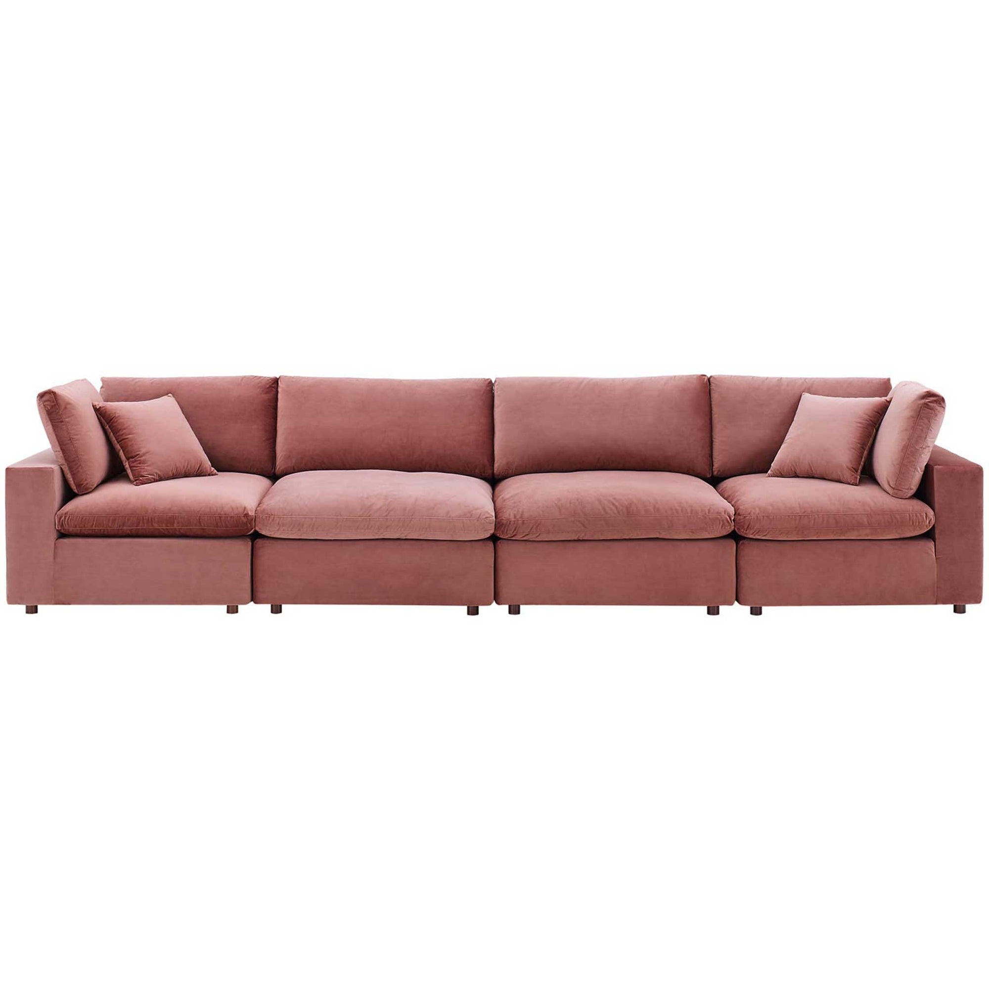 Carmen 4 Piece Modular Sectional Velvet Sofa Dusty Rose