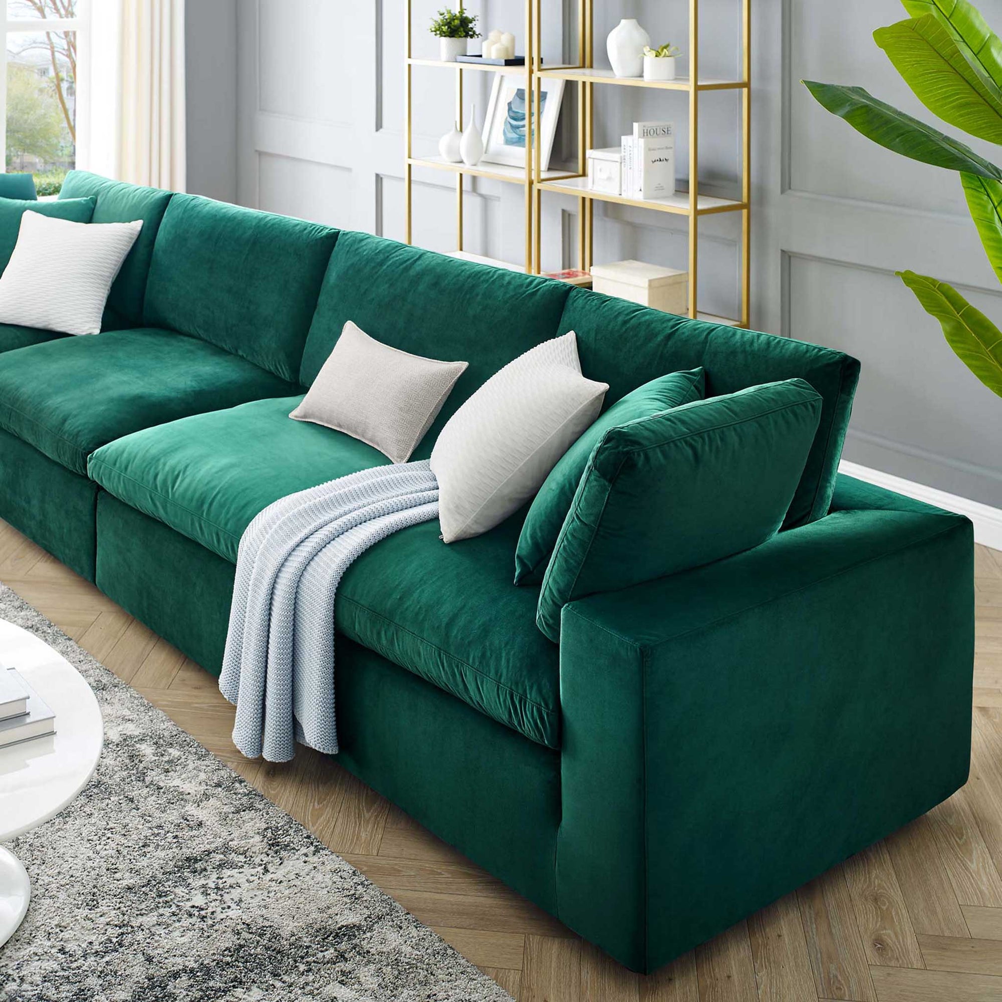 Carmen 4 Piece Modular Sectional Velvet Sofa Green