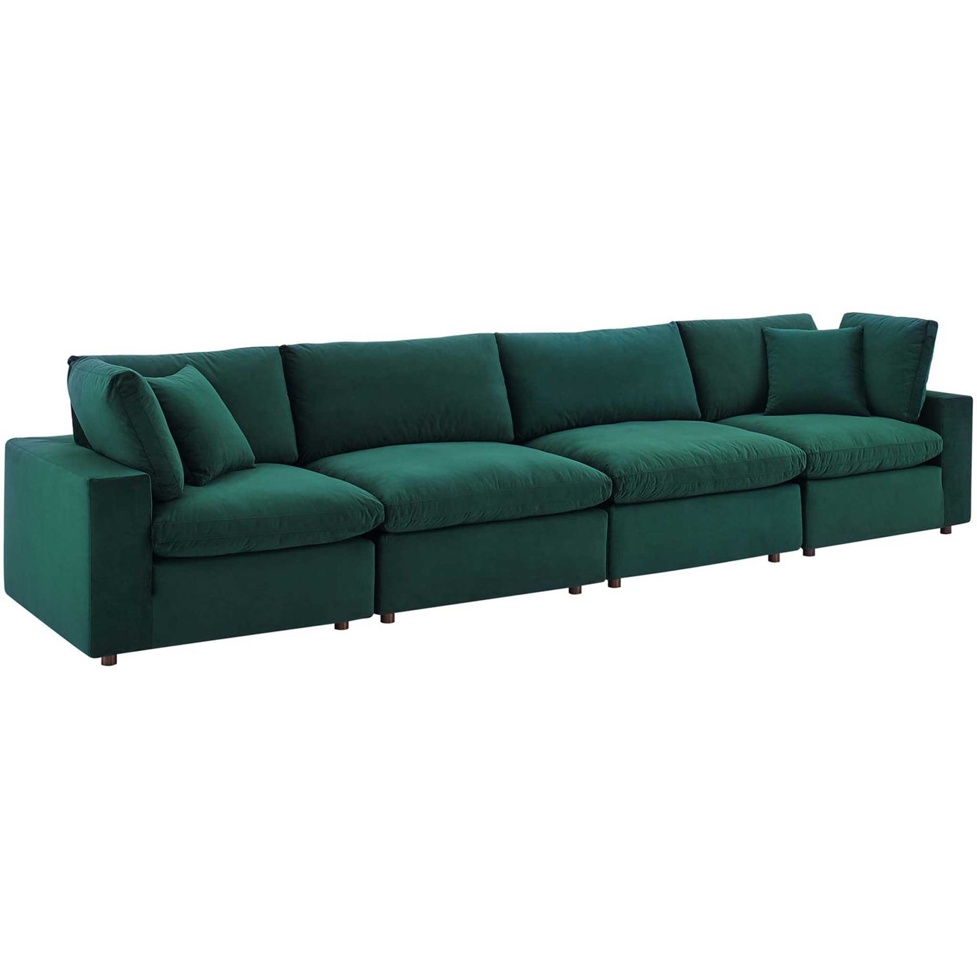 Carmen 4 Piece Modular Sectional Velvet Sofa Green