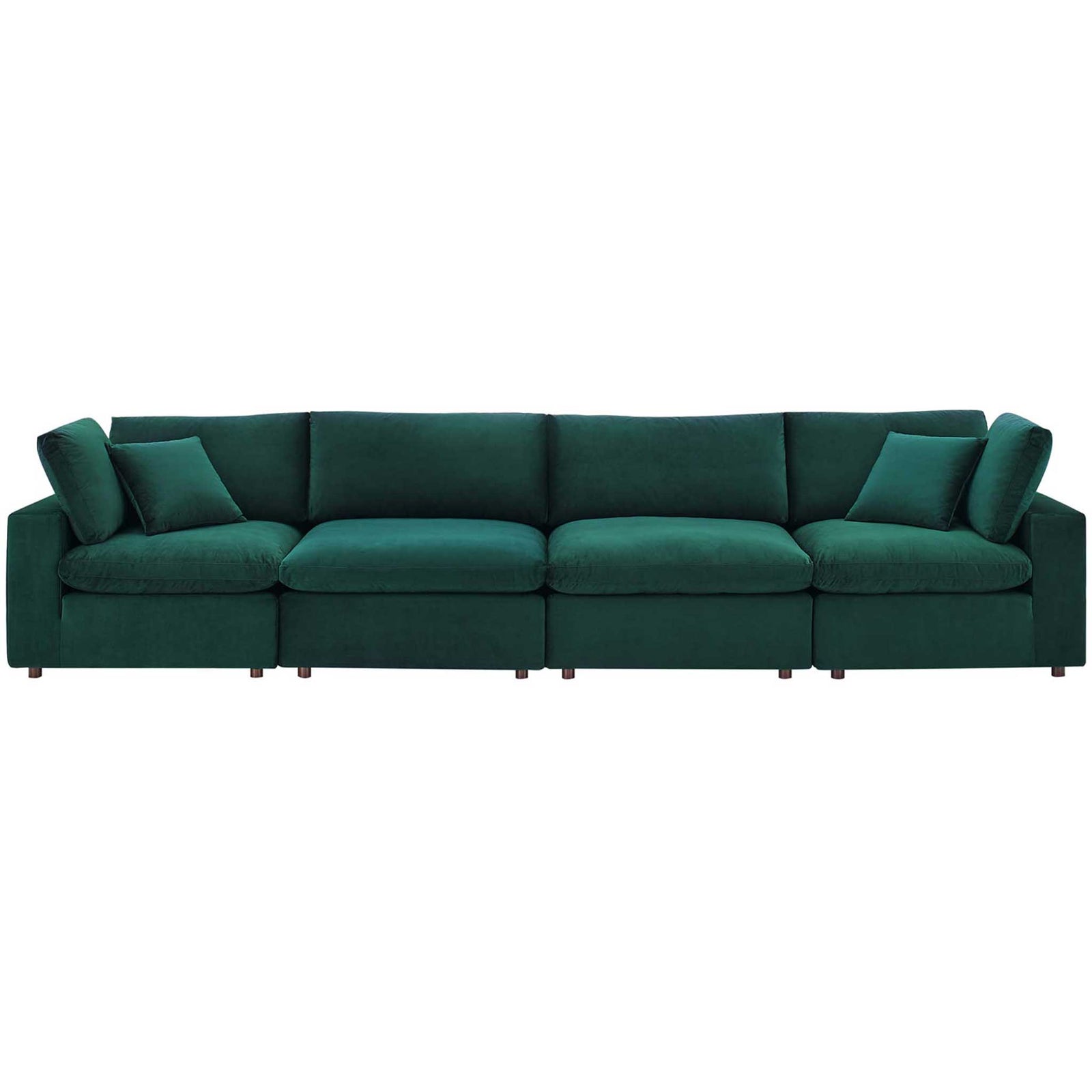 Carmen 4 Piece Modular Sectional Velvet Sofa Green