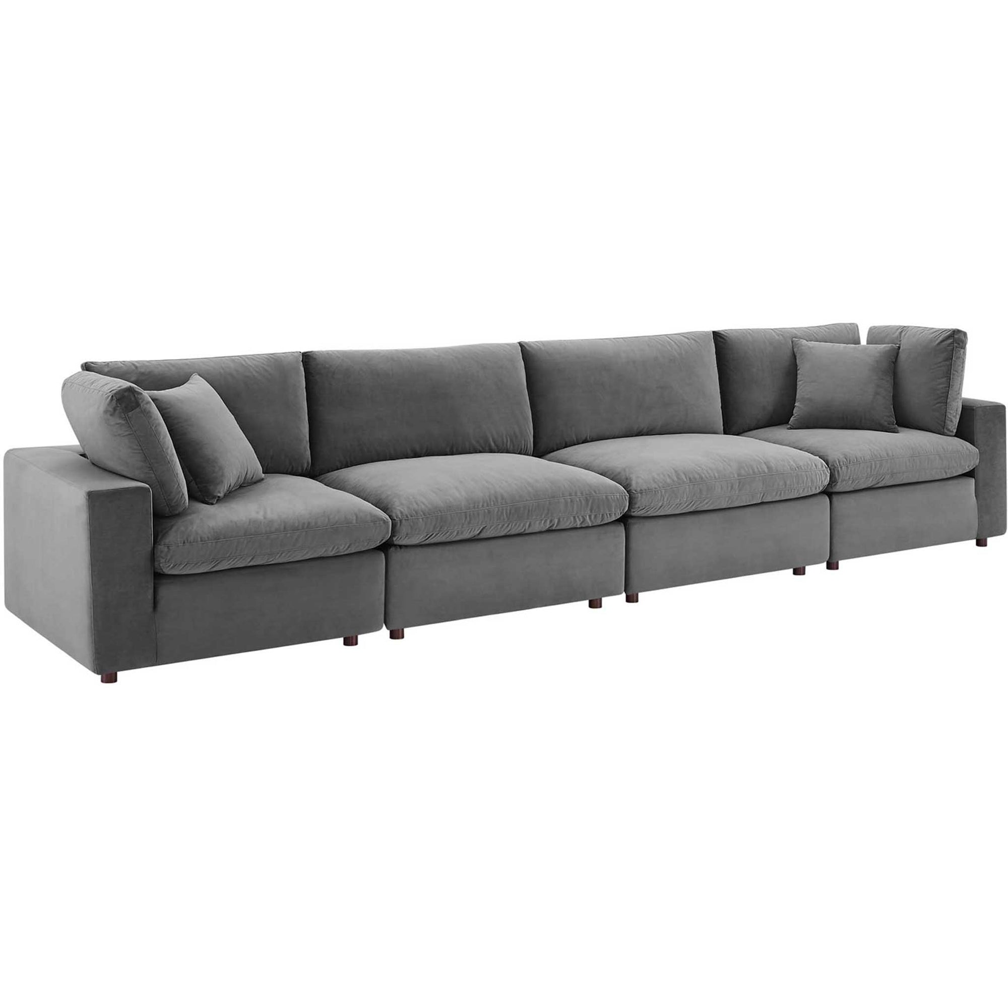 Carmen 4 Piece Modular Sectional Velvet Sofa Gray