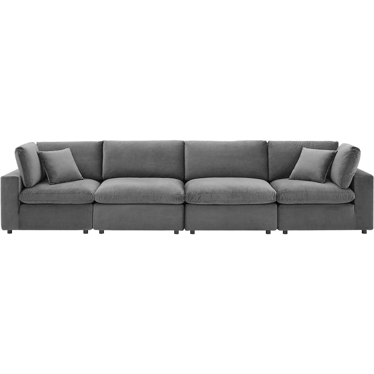 Carmen 4 Piece Modular Sectional Velvet Sofa Gray