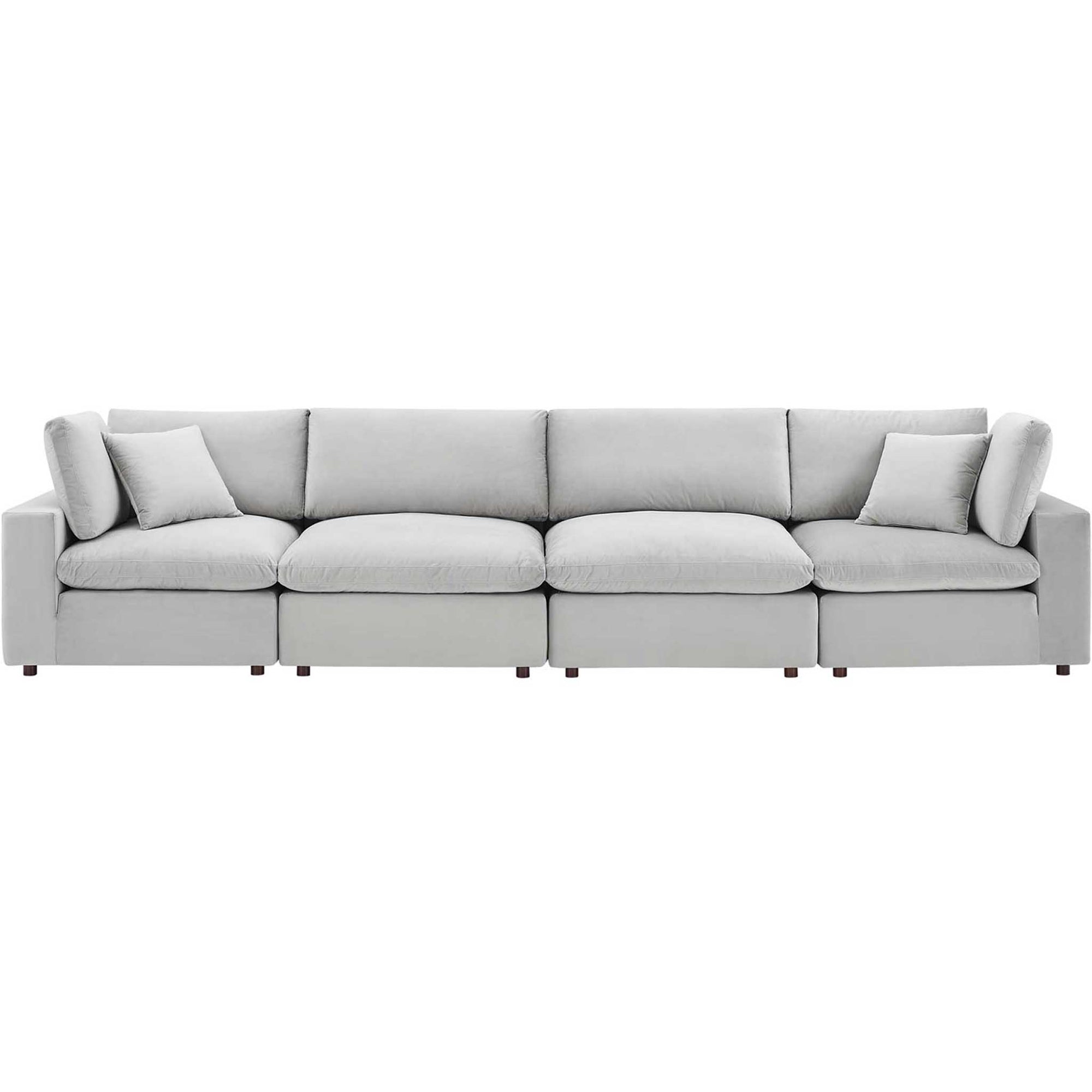 Carmen 4 Piece Modular Sectional Velvet Sofa Light Gray