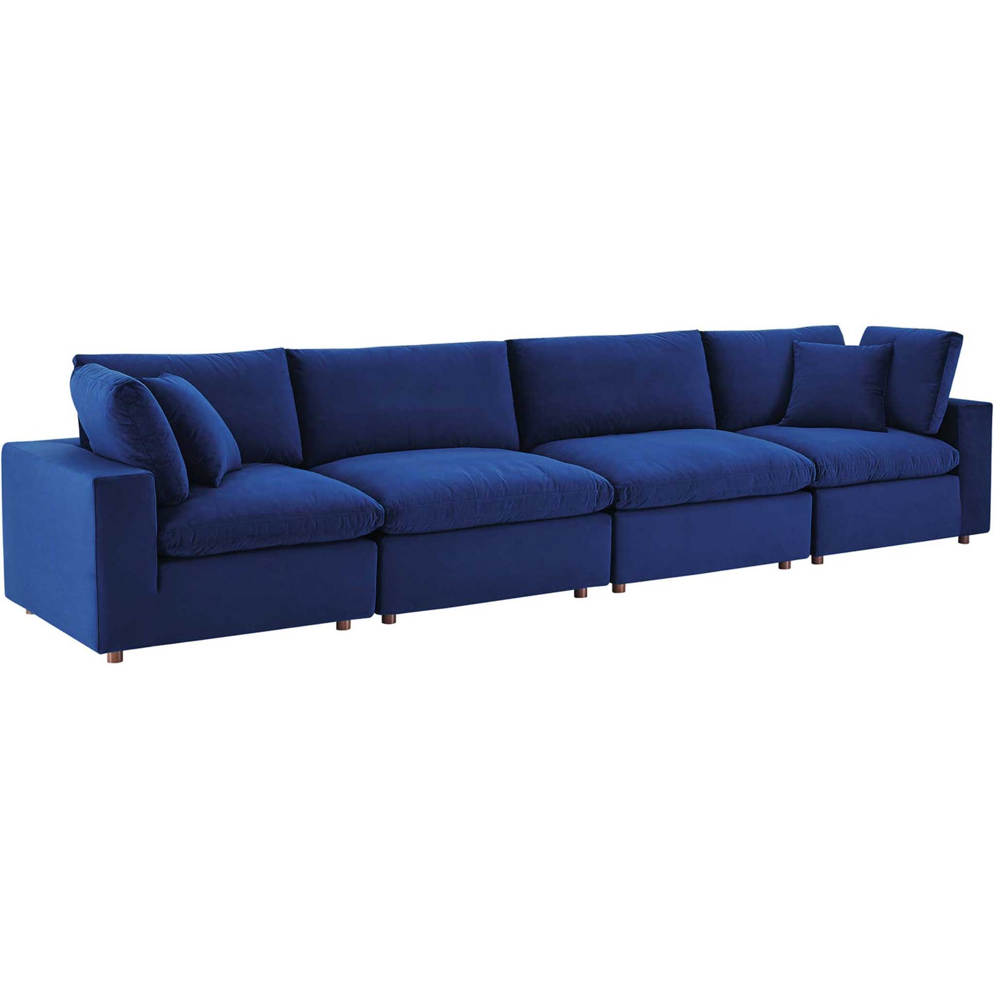 Carmen 4 Piece Modular Sectional Velvet Sofa Navy