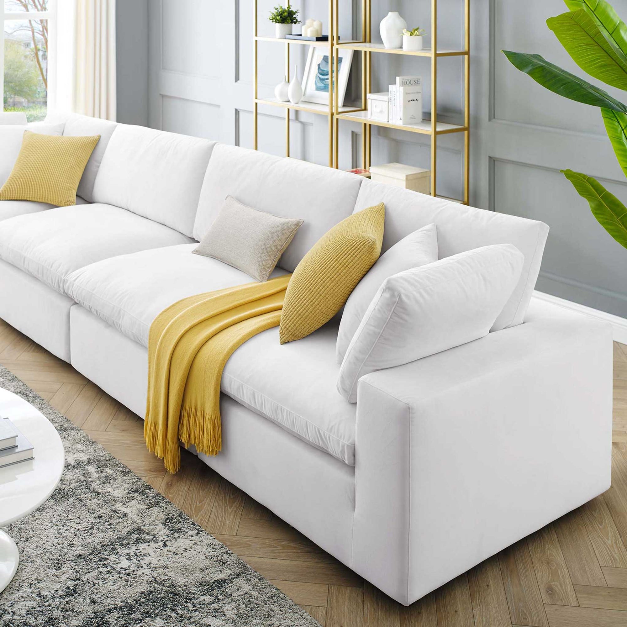 Carmen 4 Piece Modular Sectional Velvet Sofa White