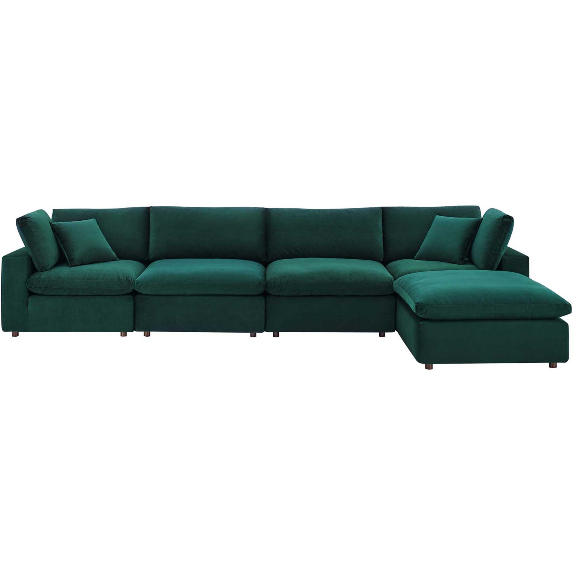 Carmen 5 Piece Modular Velvet Sofa with Ottoman Green