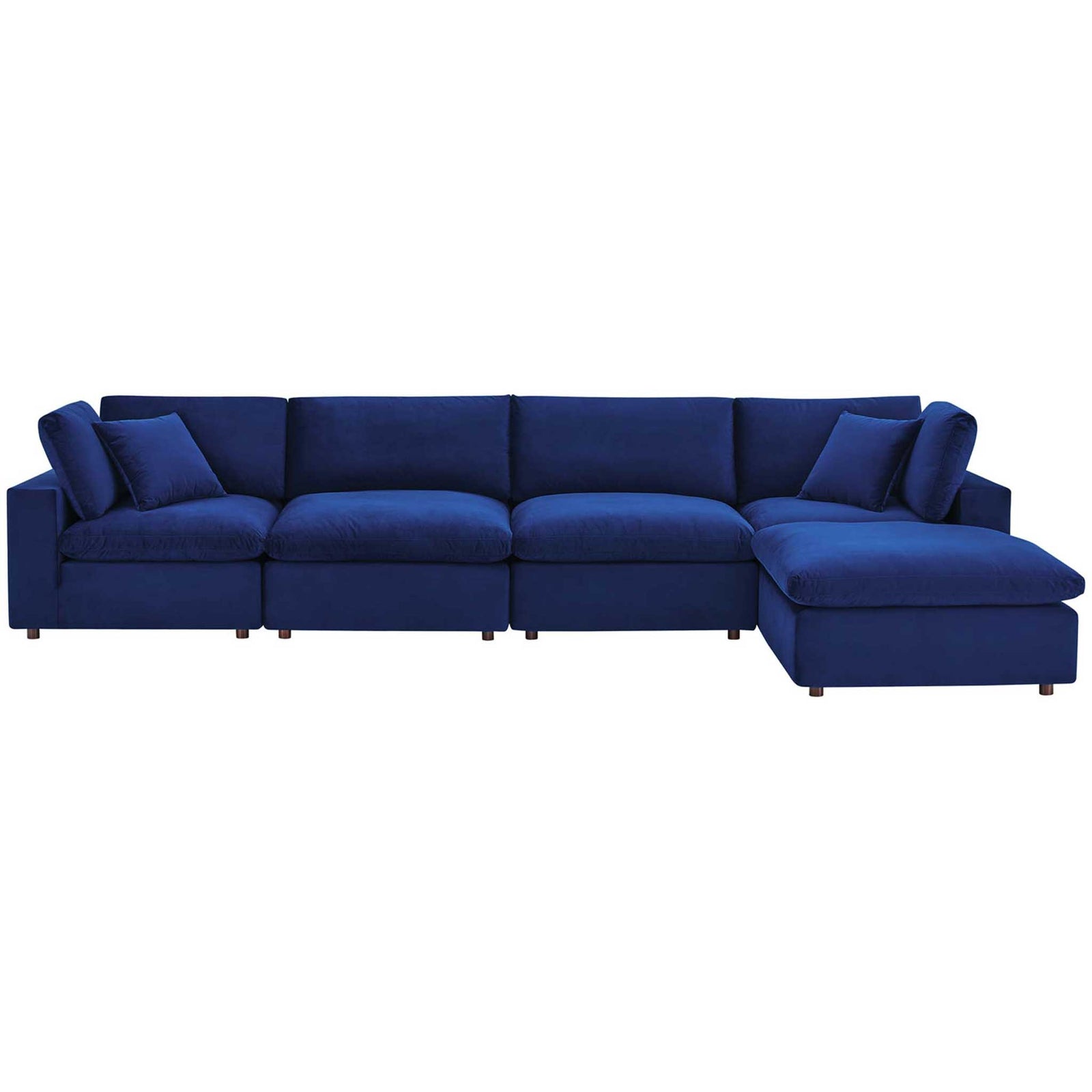 Carmen 5 Piece Modular Velvet Sofa with Ottoman Navy