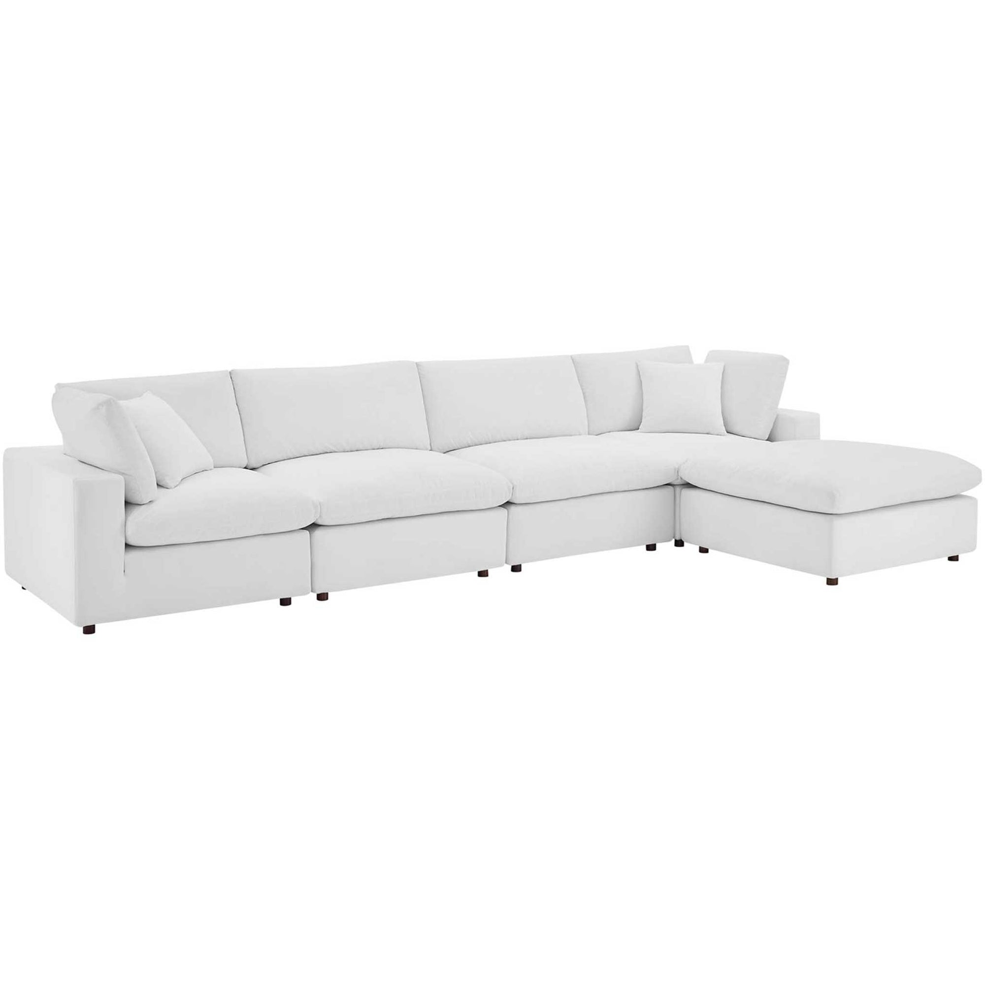 Carmen 5 Piece Modular Velvet Sofa with Ottoman White