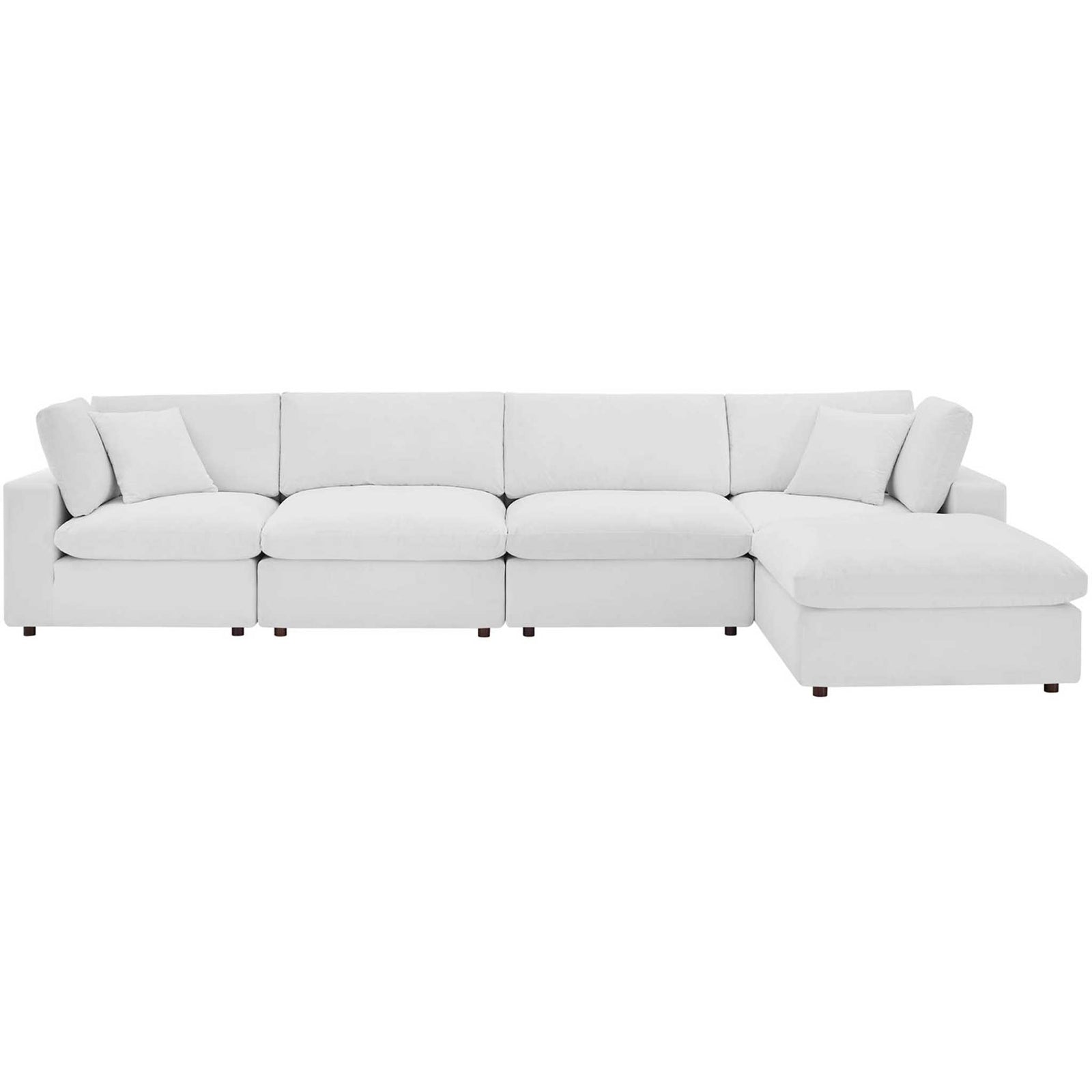 Carmen 5 Piece Modular Velvet Sofa with Ottoman White