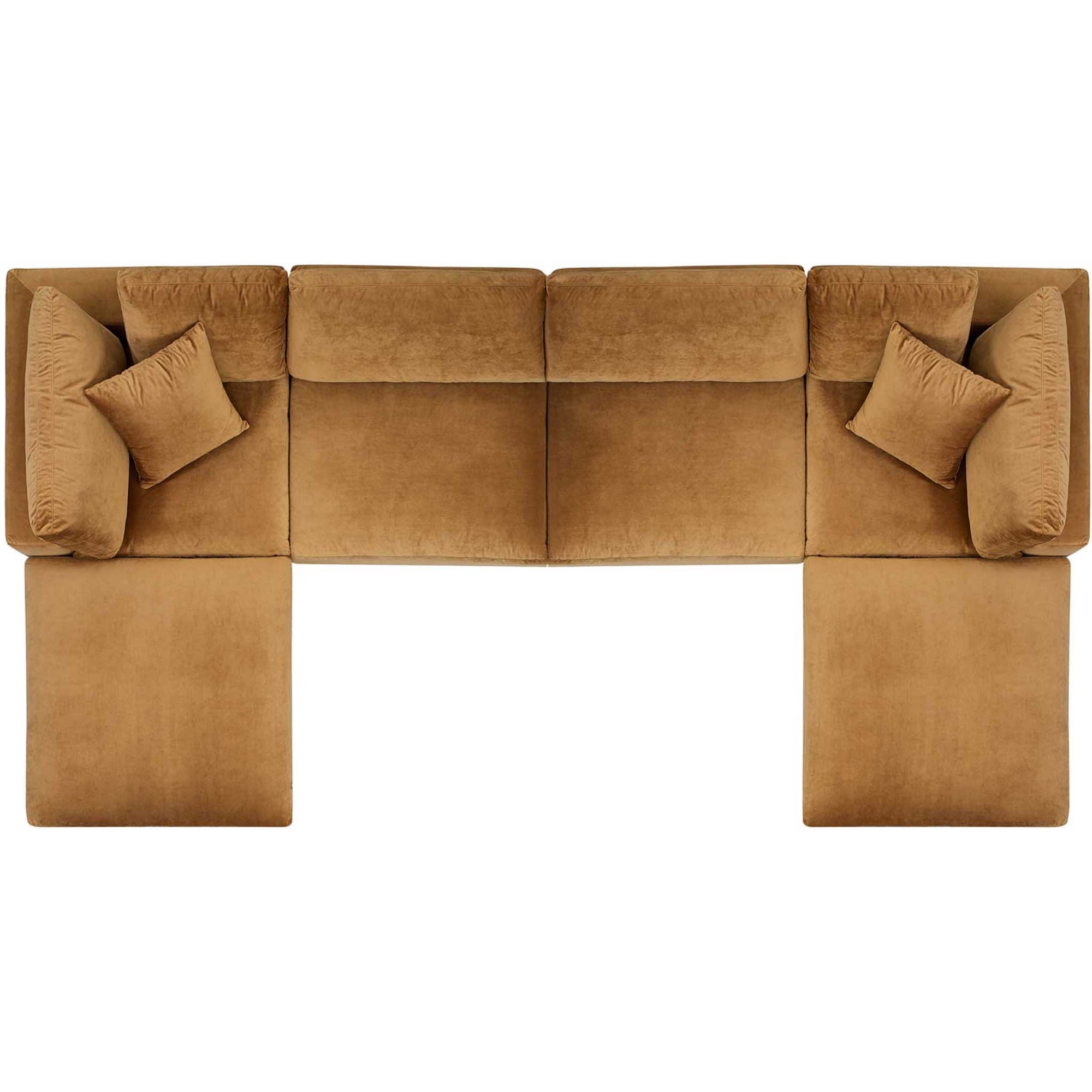 Carmen 6 Piece Modular Velvet Sofa with Ottomans Cognac