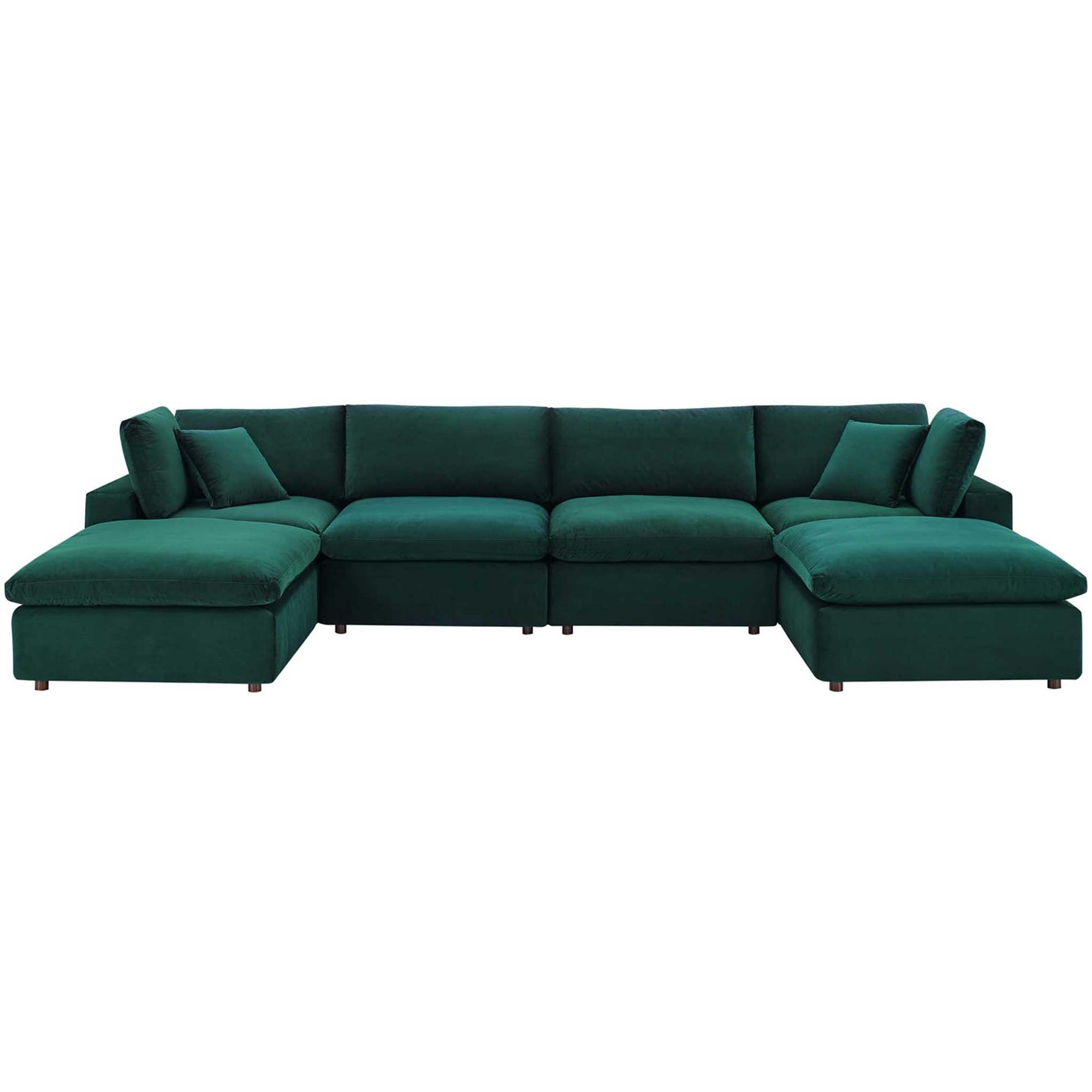 Carmen 6 Piece Modular Velvet Sofa with Ottomans Green