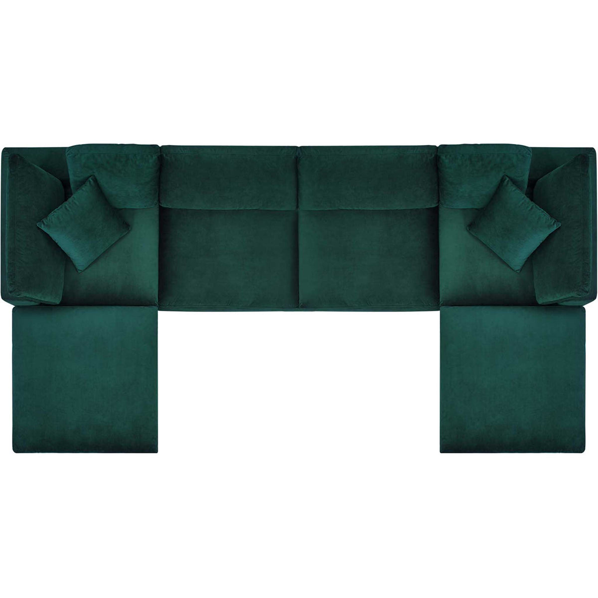 Carmen 6 Piece Modular Velvet Sofa with Ottomans Green