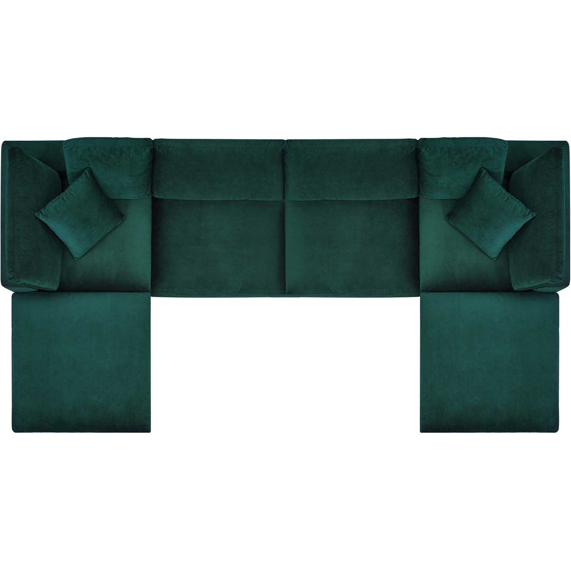 Carmen 6 Piece Modular Velvet Sofa with Ottomans Green