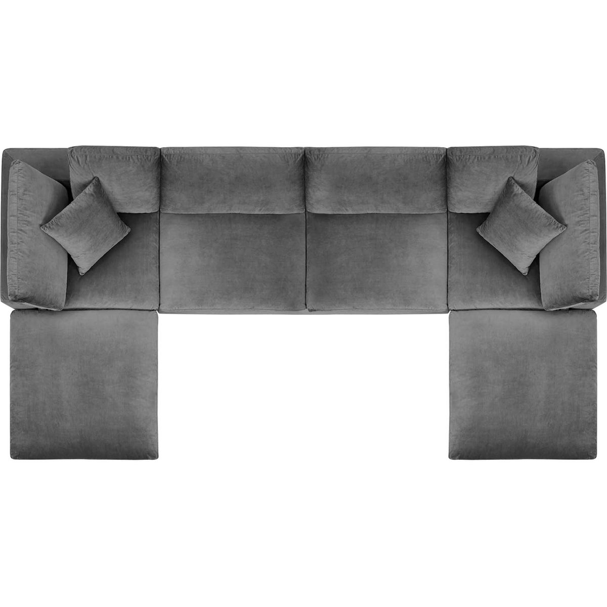 Carmen 6 Piece Modular Velvet Sofa with Ottomans Gray