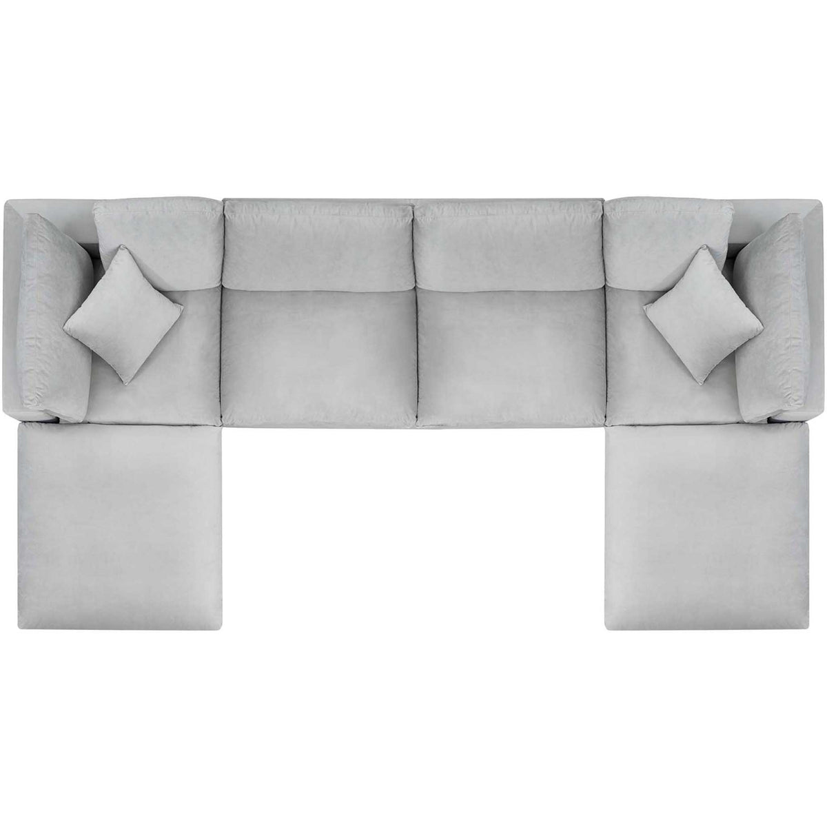 Carmen 6 Piece Modular Velvet Sofa with Ottomans Light Gray