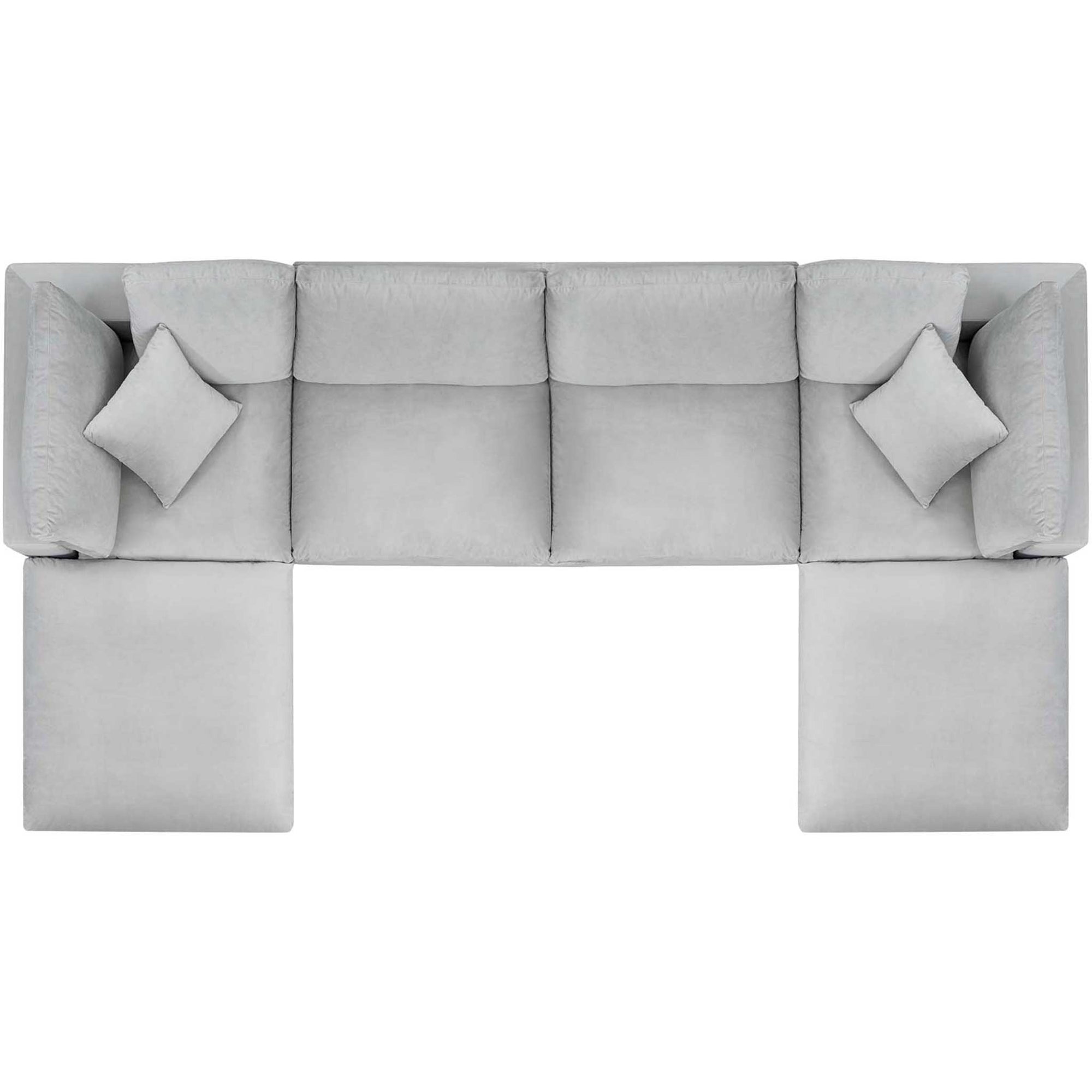 Carmen 6 Piece Modular Velvet Sofa with Ottomans Light Gray