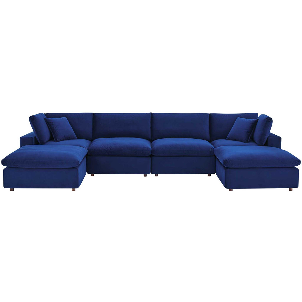 Carmen 6 Piece Modular Velvet Sofa with Ottomans Navy