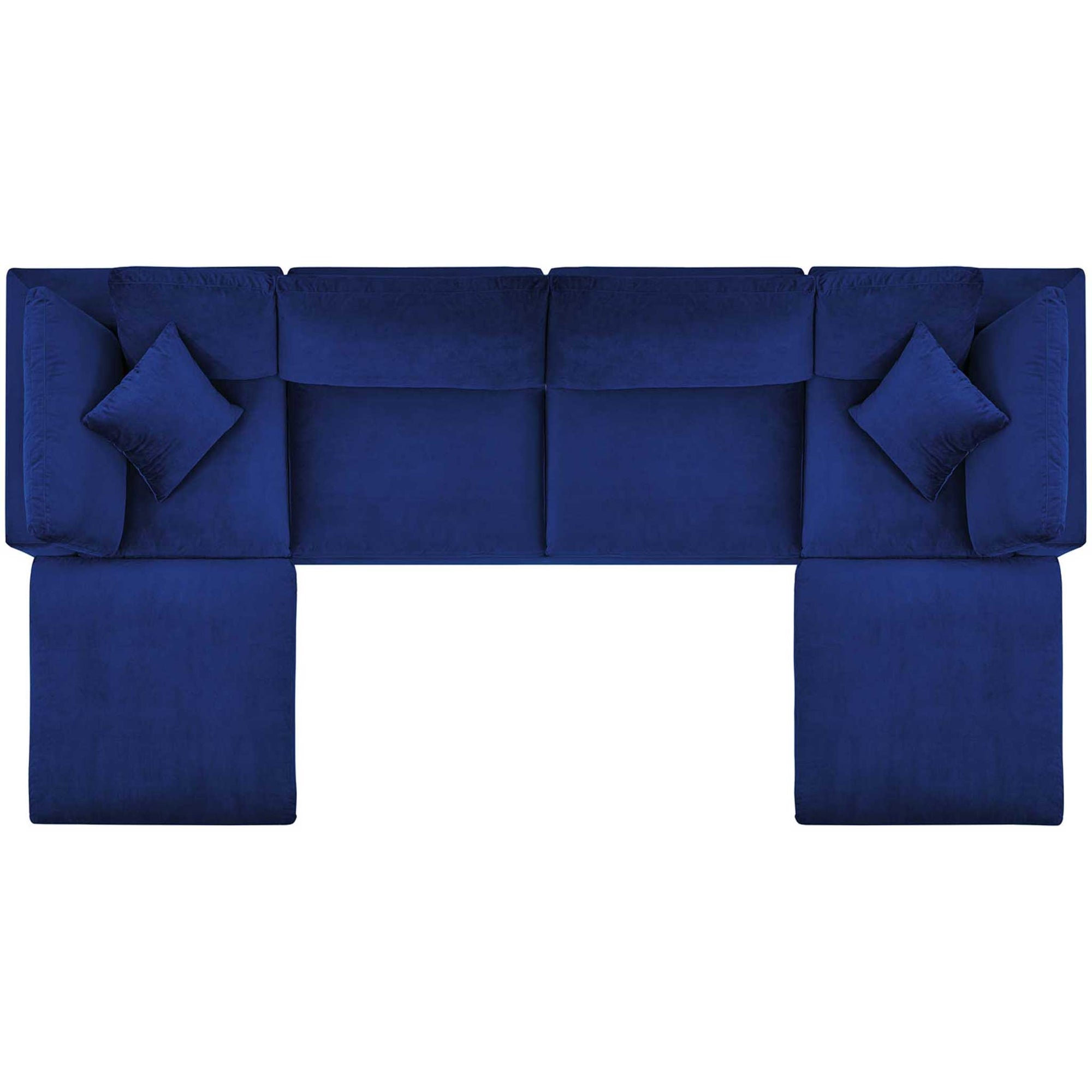 Carmen 6 Piece Modular Velvet Sofa with Ottomans Navy