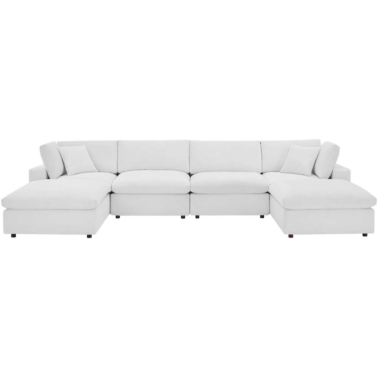 Carmen 6 Piece Modular Velvet Sofa with Ottomans White