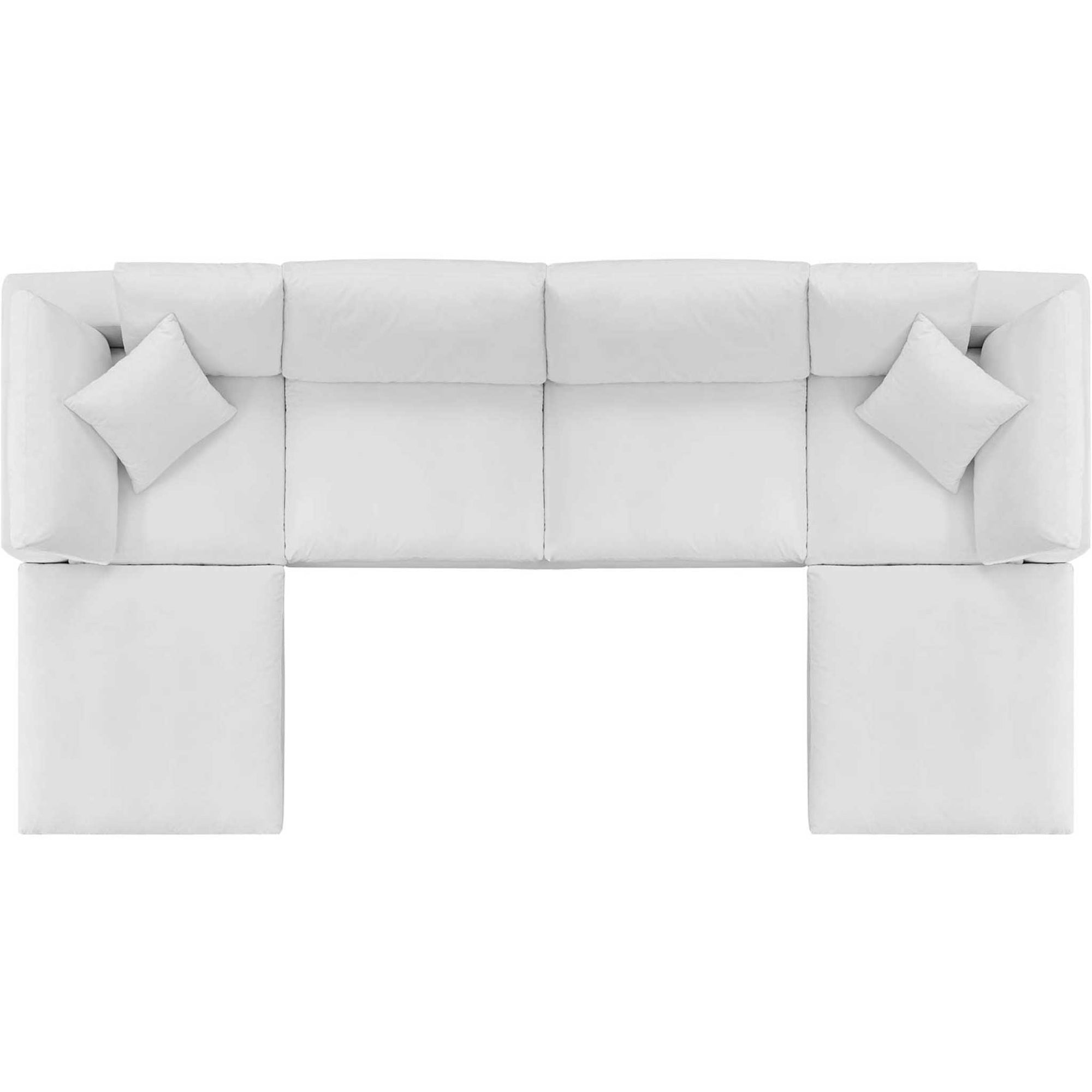 Carmen 6 Piece Modular Velvet Sofa with Ottomans White