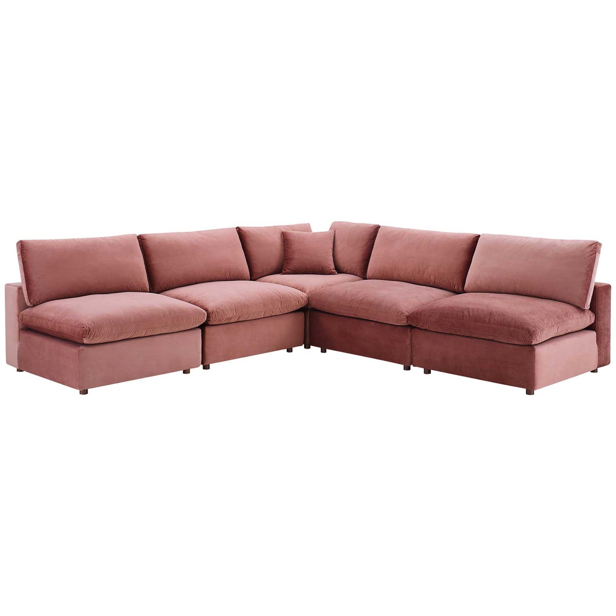 Carmen 5 Piece Armless Modular Velvet Sofa Dusty Rose