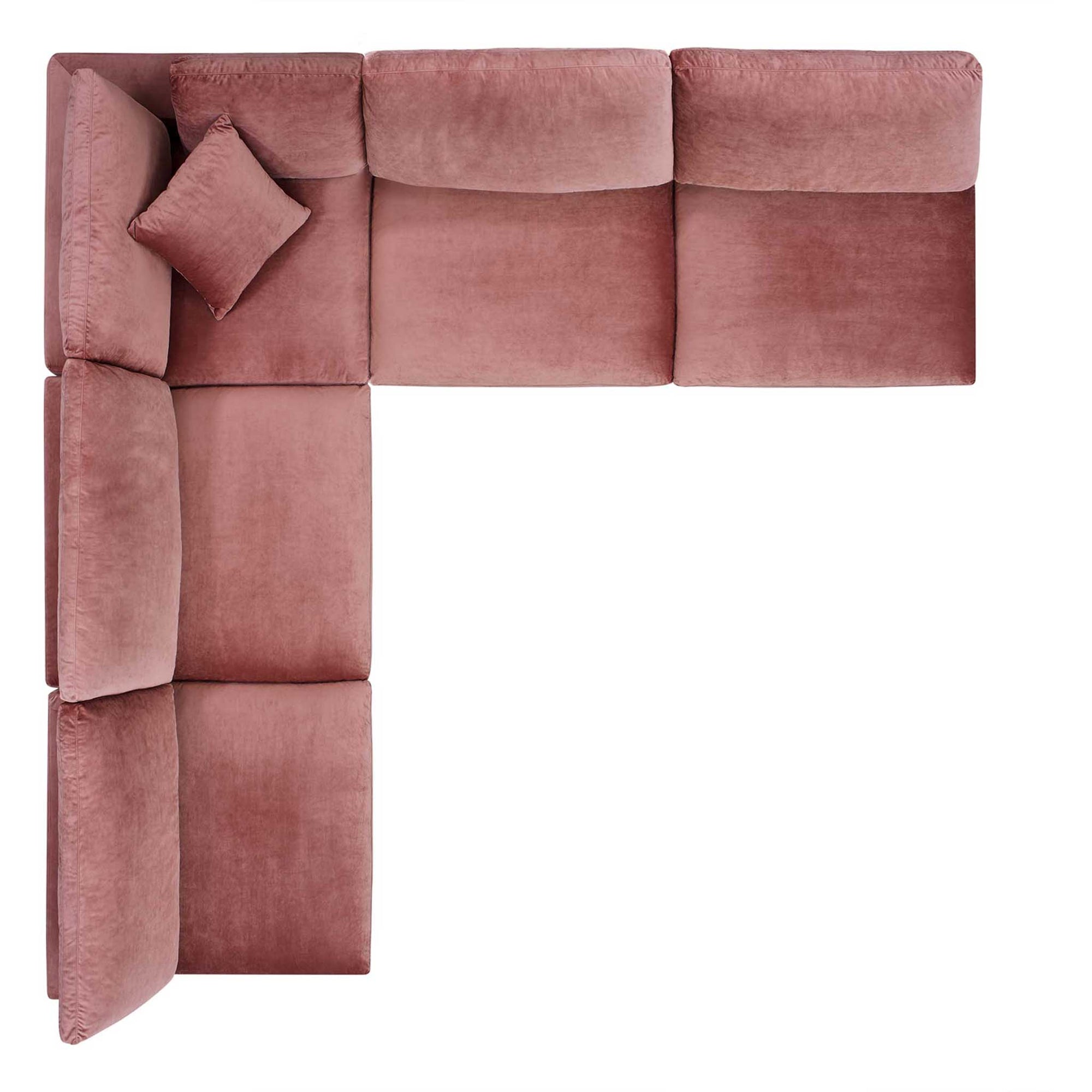 Carmen 5 Piece Armless Modular Velvet Sofa Dusty Rose