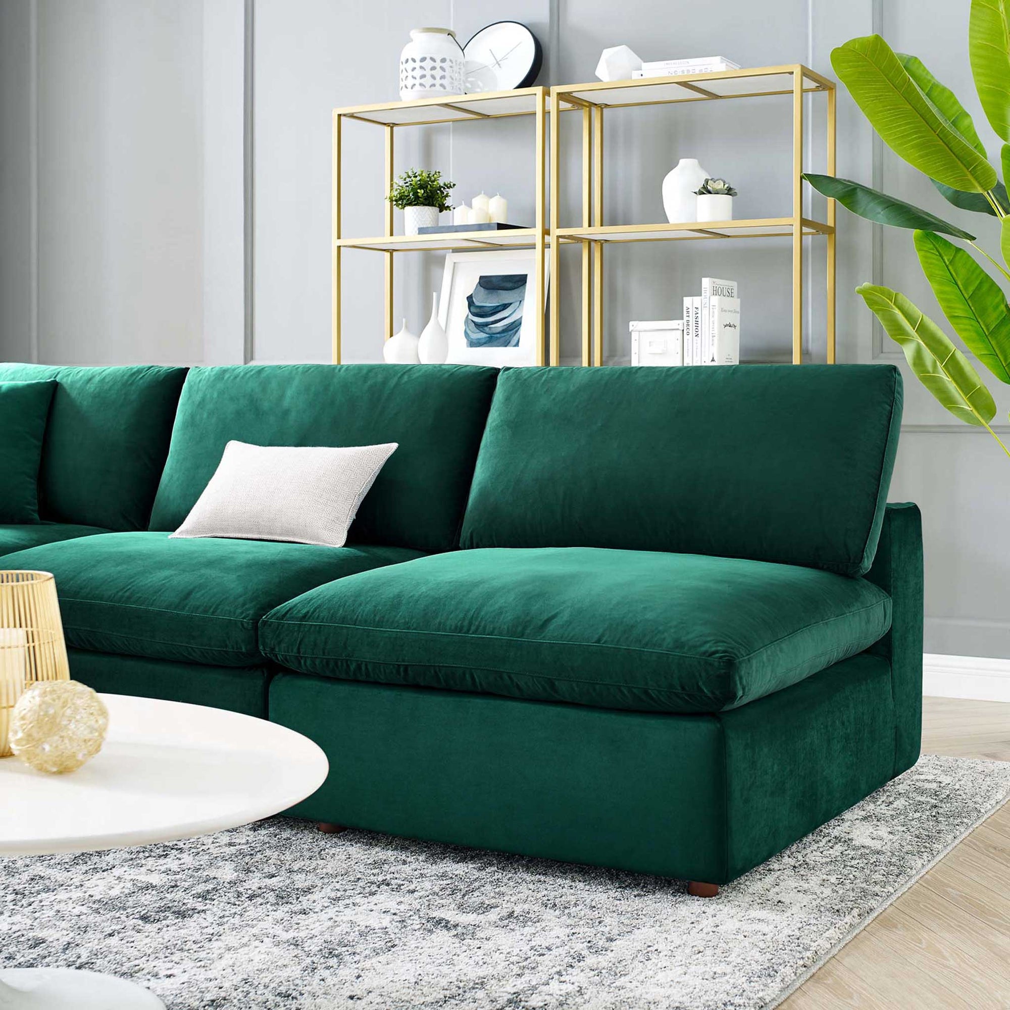 Carmen 5 Piece Armless Modular Velvet Sofa Green