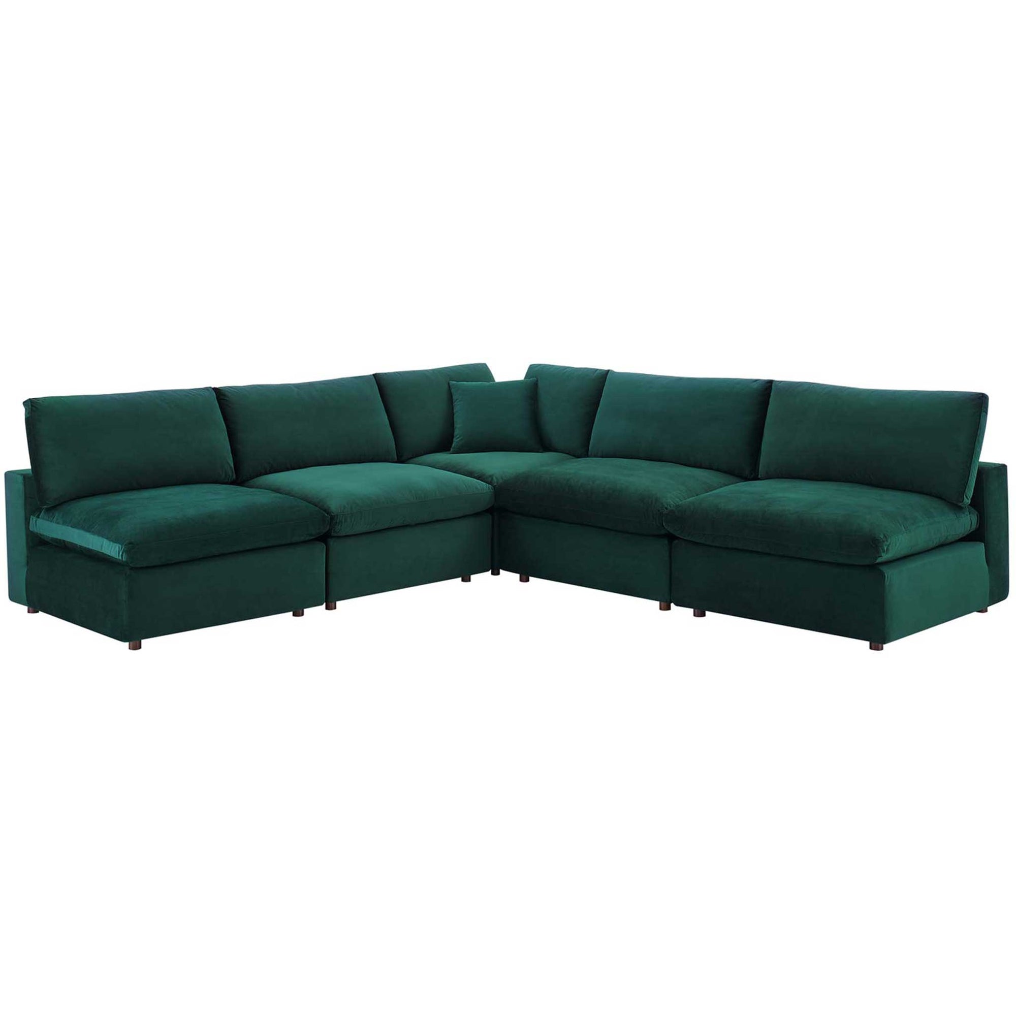 Carmen 5 Piece Armless Modular Velvet Sofa Green