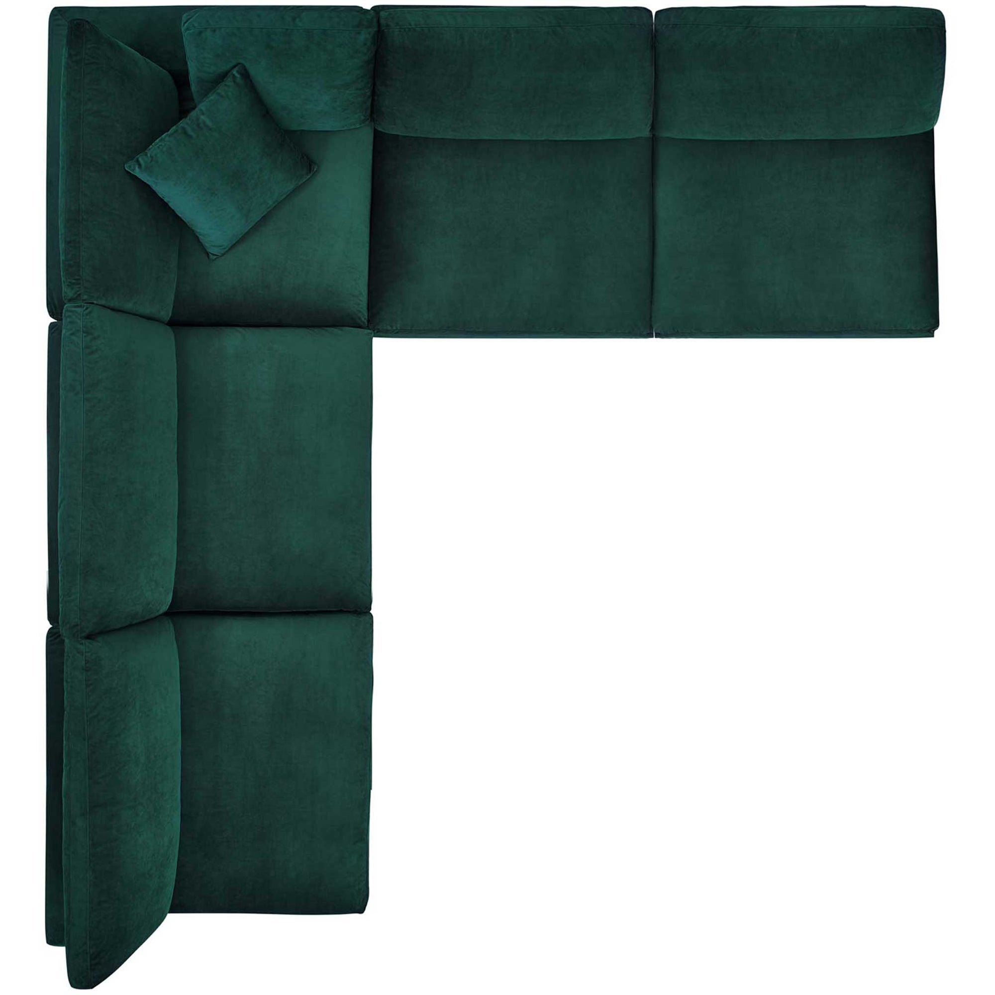 Carmen 5 Piece Armless Modular Velvet Sofa Green