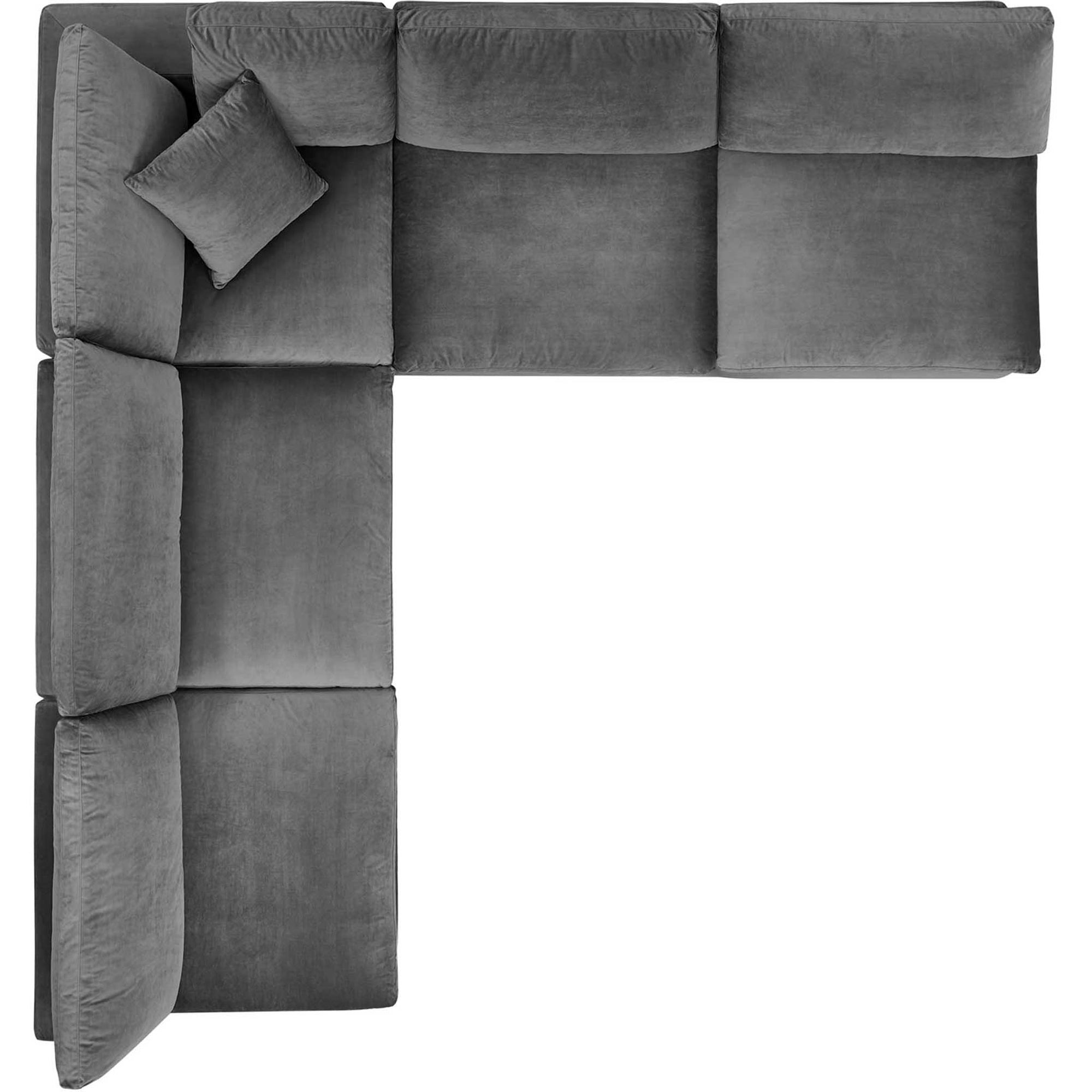 Carmen 5 Piece Armless Modular Velvet Sofa Gray