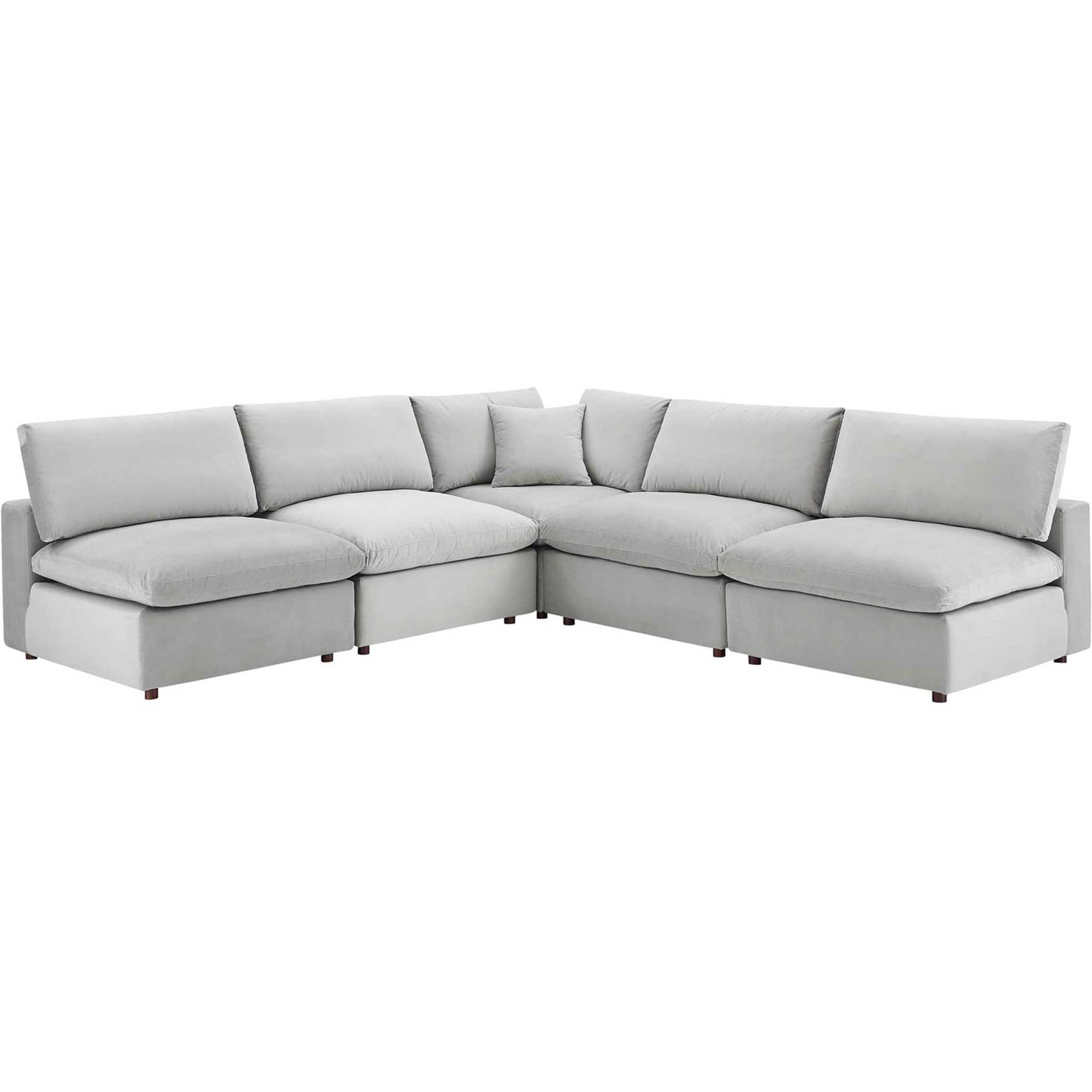 Carmen 5 Piece Armless Modular Velvet Sofa Light Gray