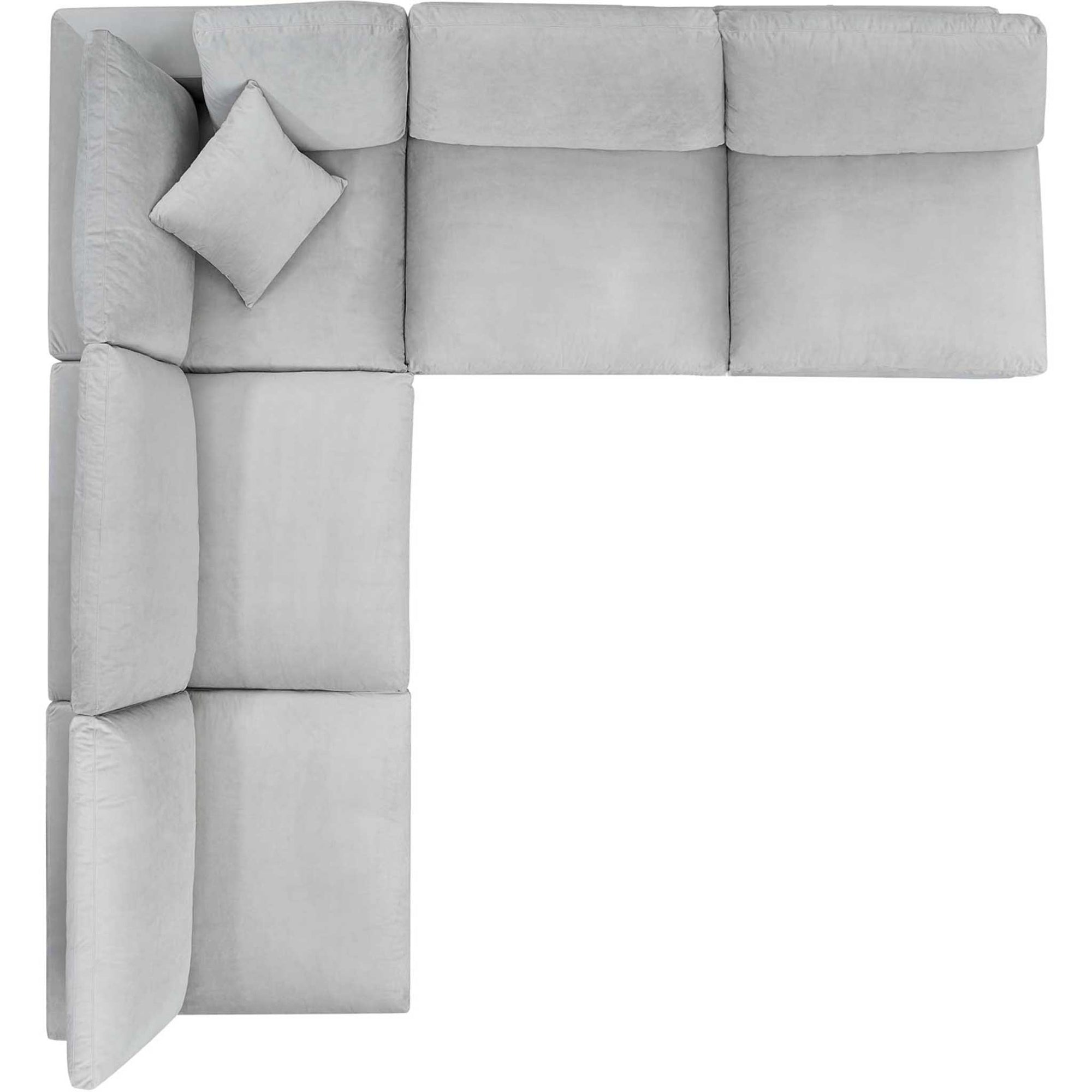 Carmen 5 Piece Armless Modular Velvet Sofa Light Gray