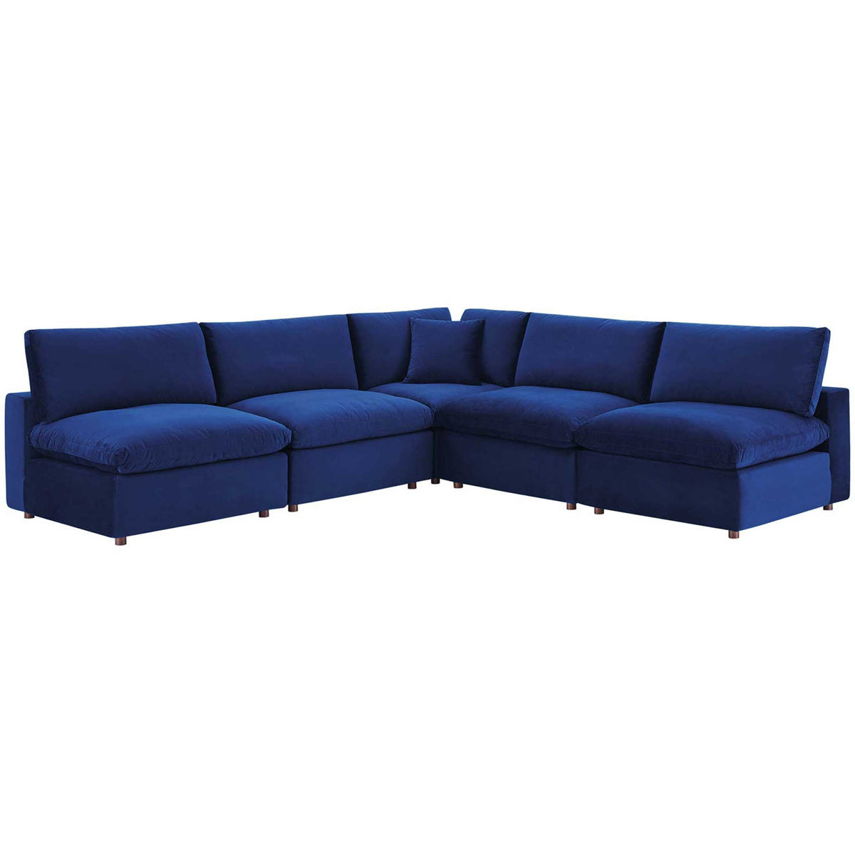 Carmen 5 Piece Armless Modular Velvet Sofa Navy