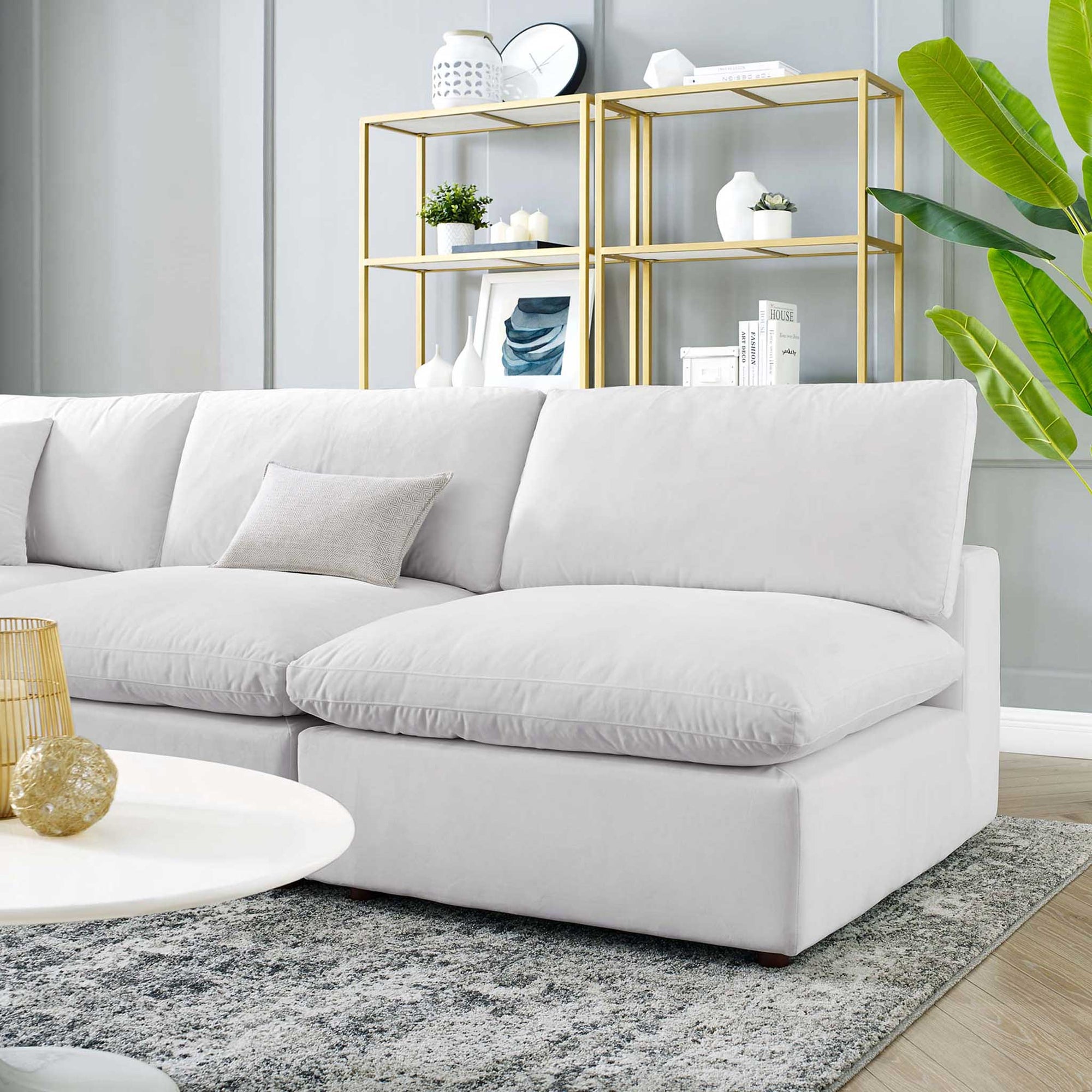 Carmen 5 Piece Armless Modular Velvet Sofa White