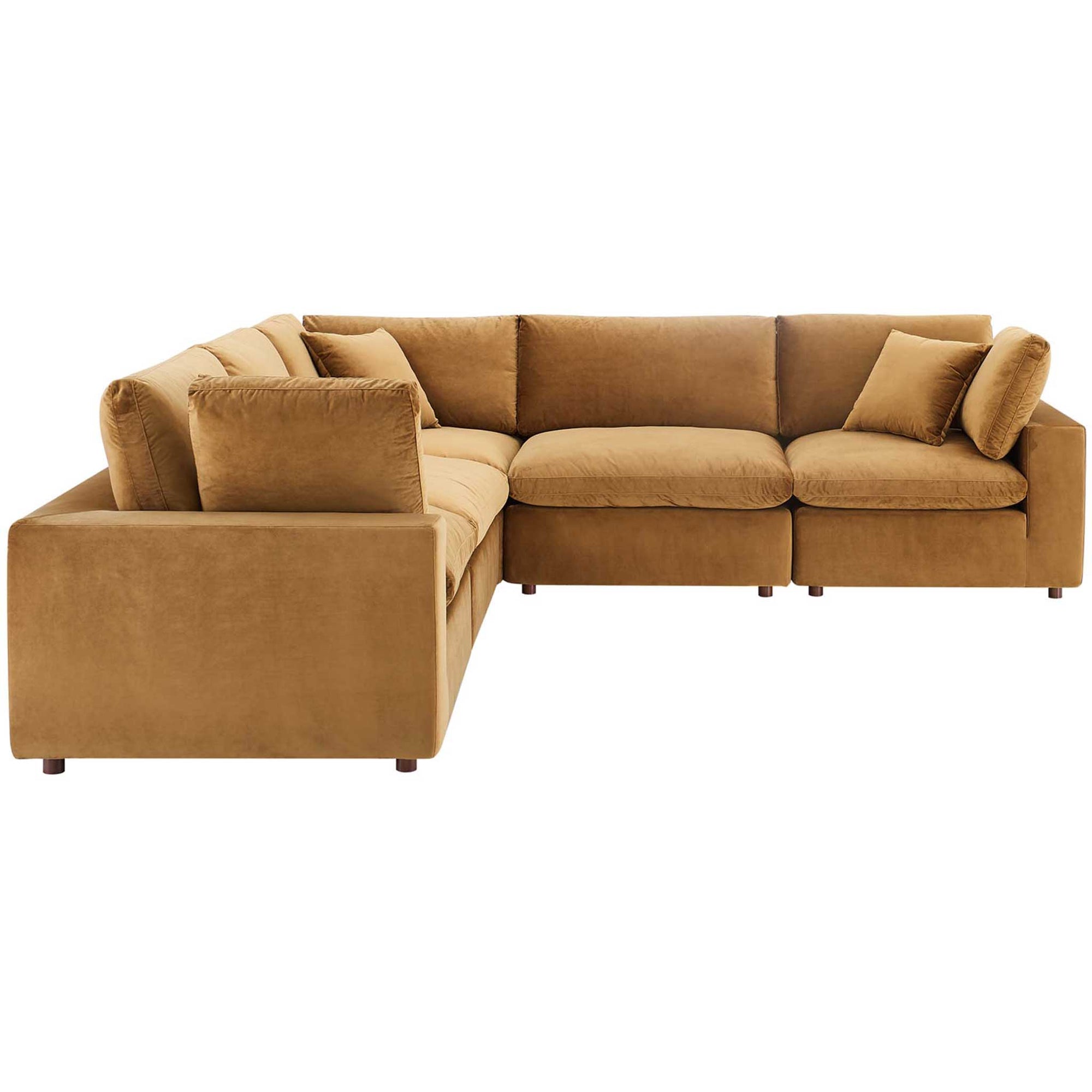 Carmen 5 Piece Modular Sectional Velvet Sofa Cognac