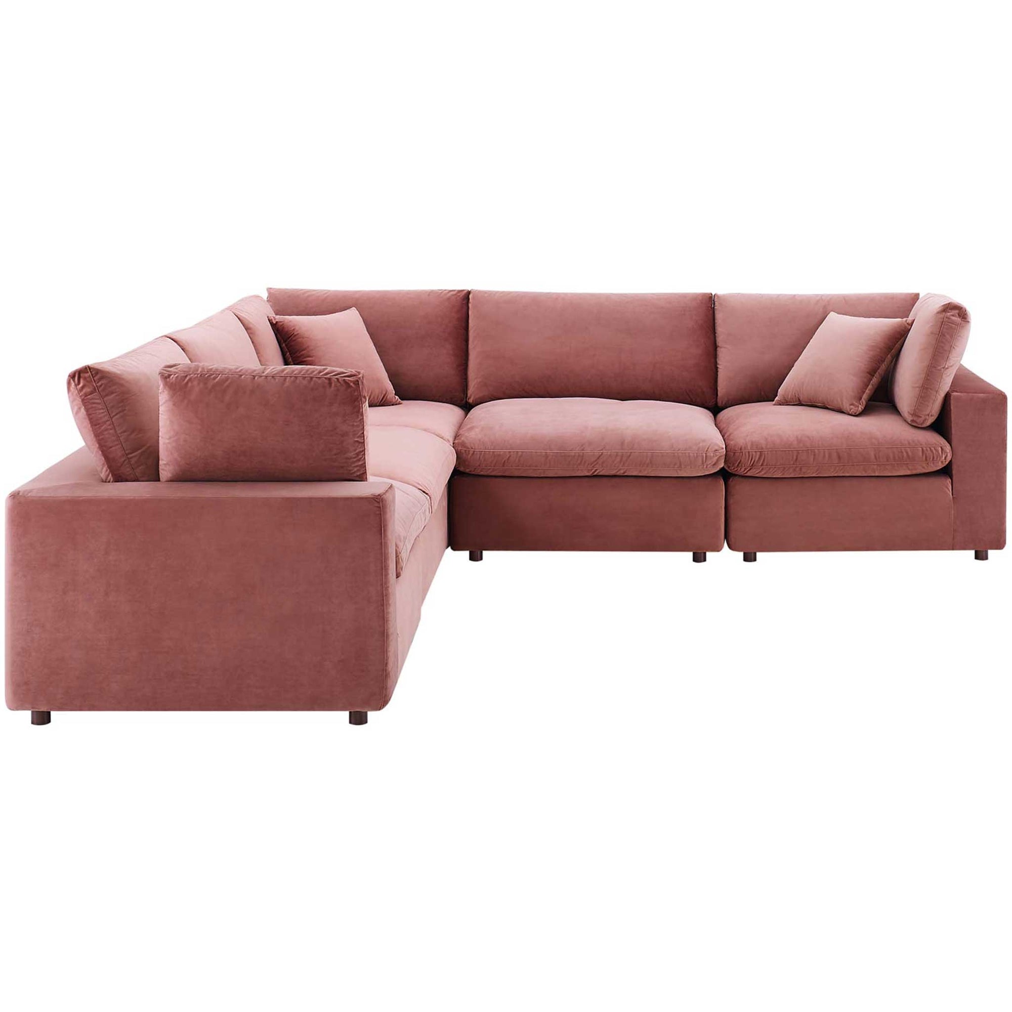 Carmen 5 Piece Modular Sectional Velvet Sofa Dusty Rose