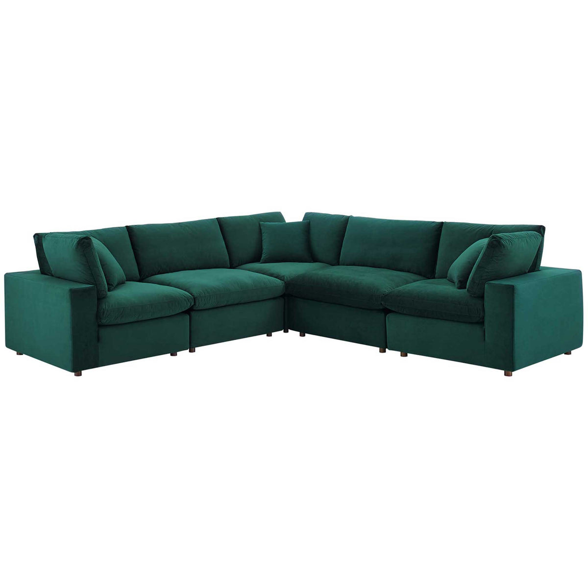 Carmen 5 Piece Modular Sectional Velvet Sofa Green