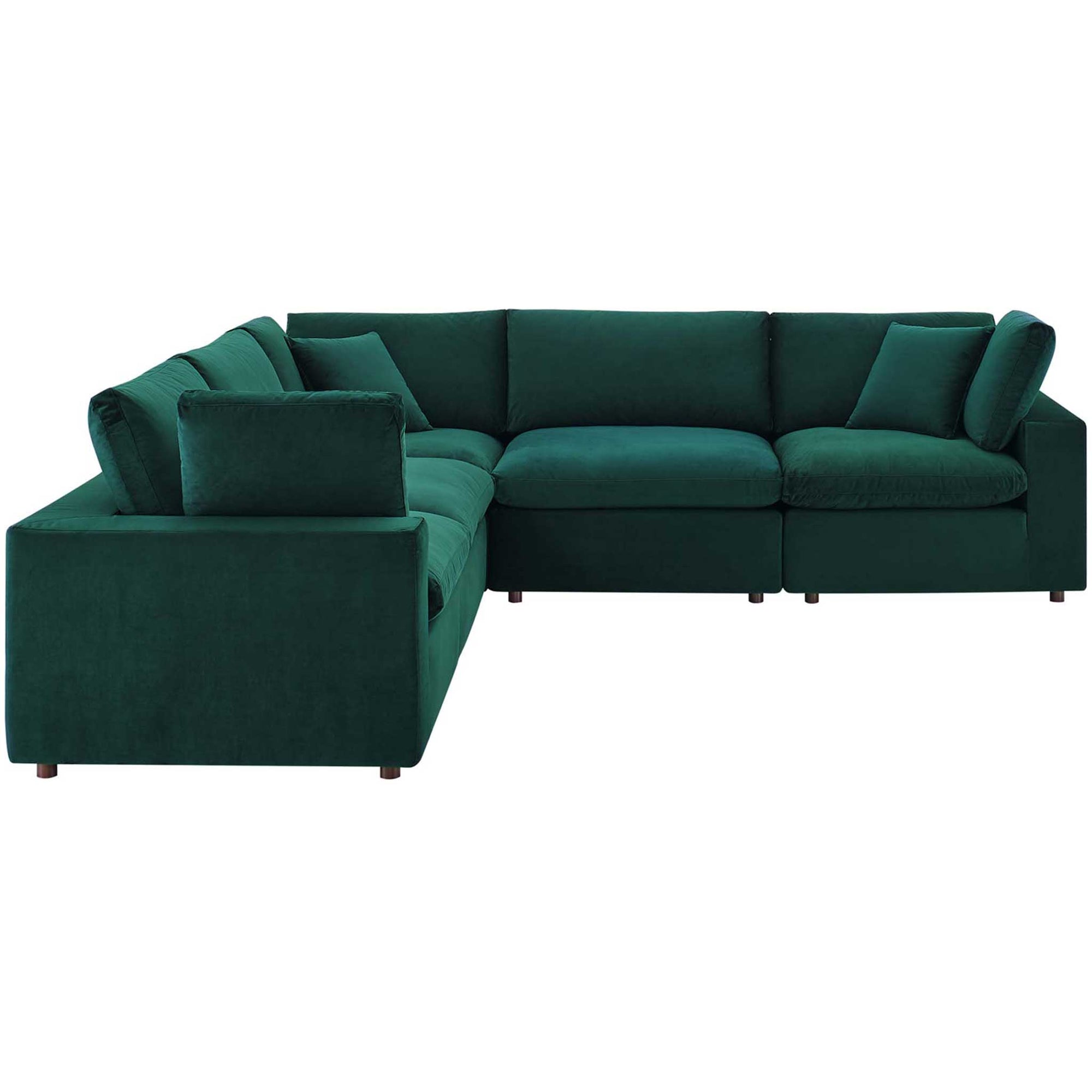 Carmen 5 Piece Modular Sectional Velvet Sofa Green