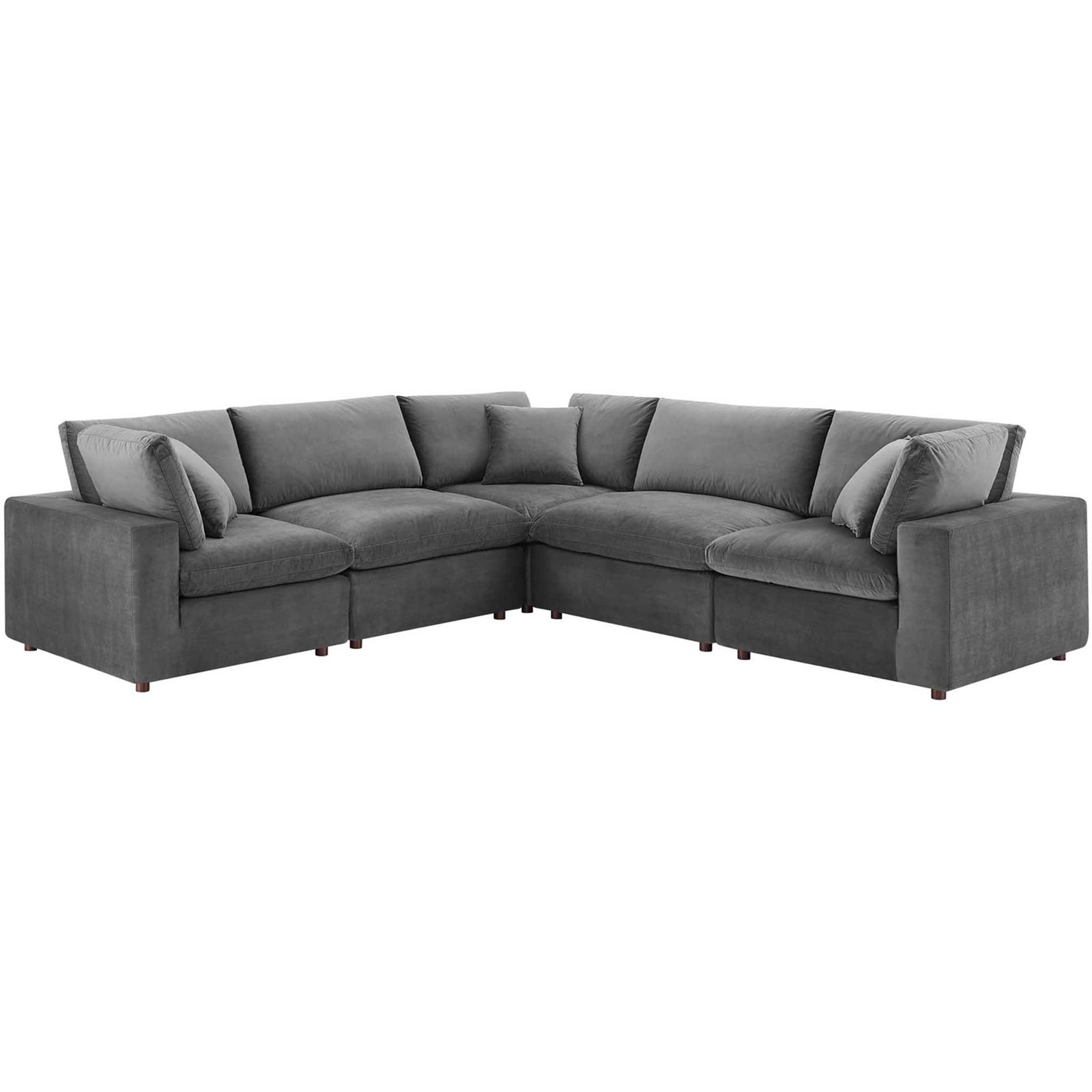 Carmen 5 Piece Modular Sectional Velvet Sofa Gray